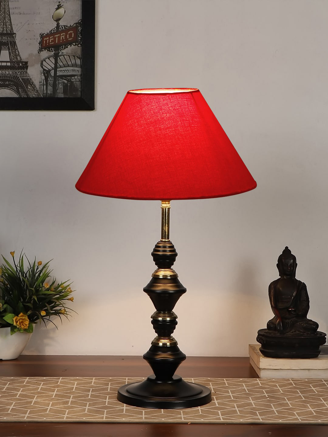 Devansh Red Solid Table Lamps