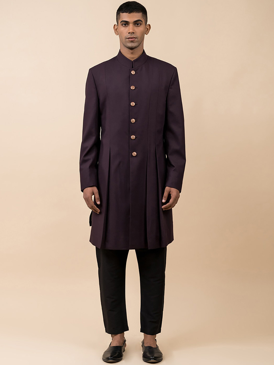 Tasva Men Purple Solid Long Sleeves Sherwani