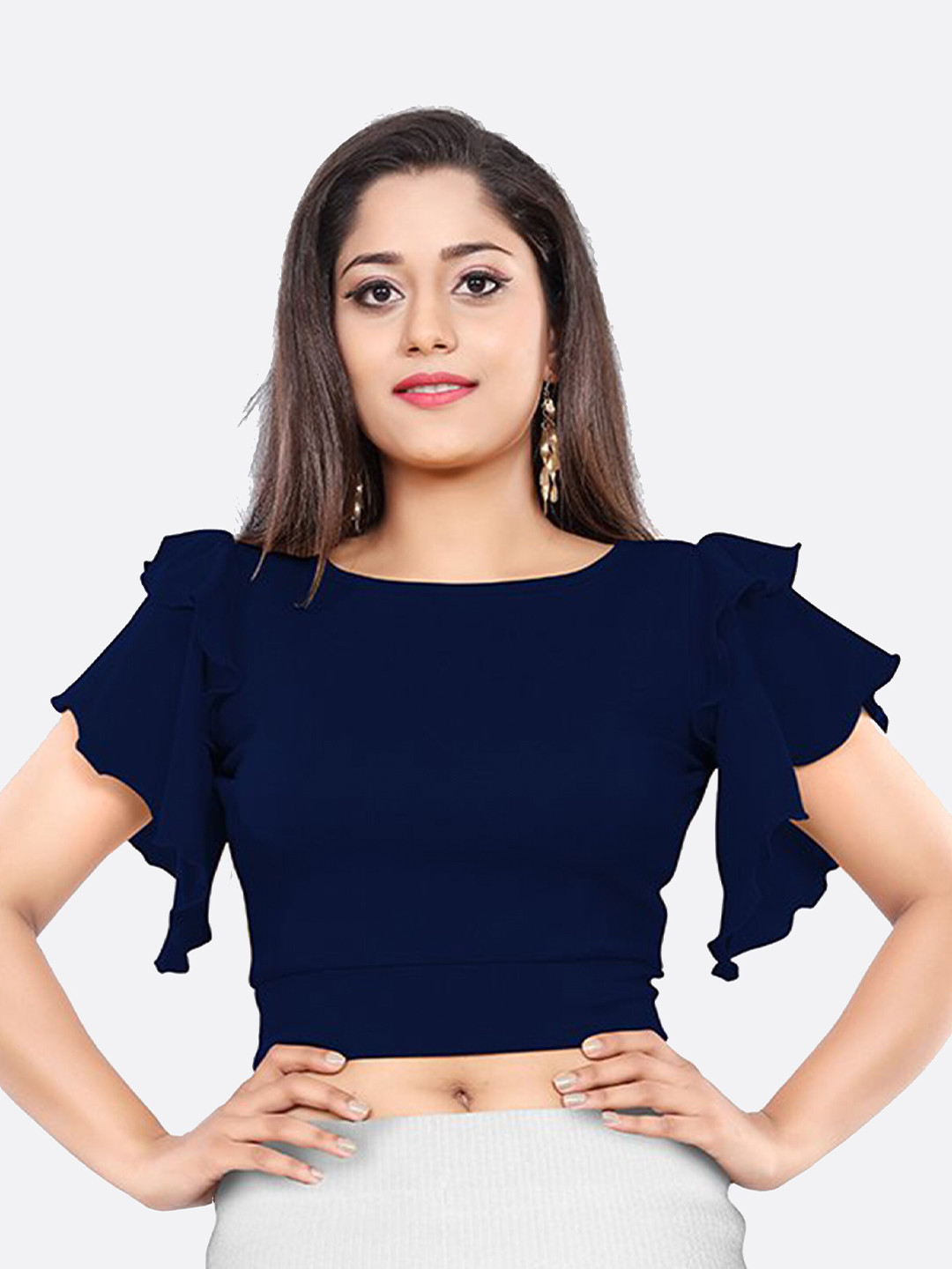 LONDON BELLY Women Navy Blue Crop Top