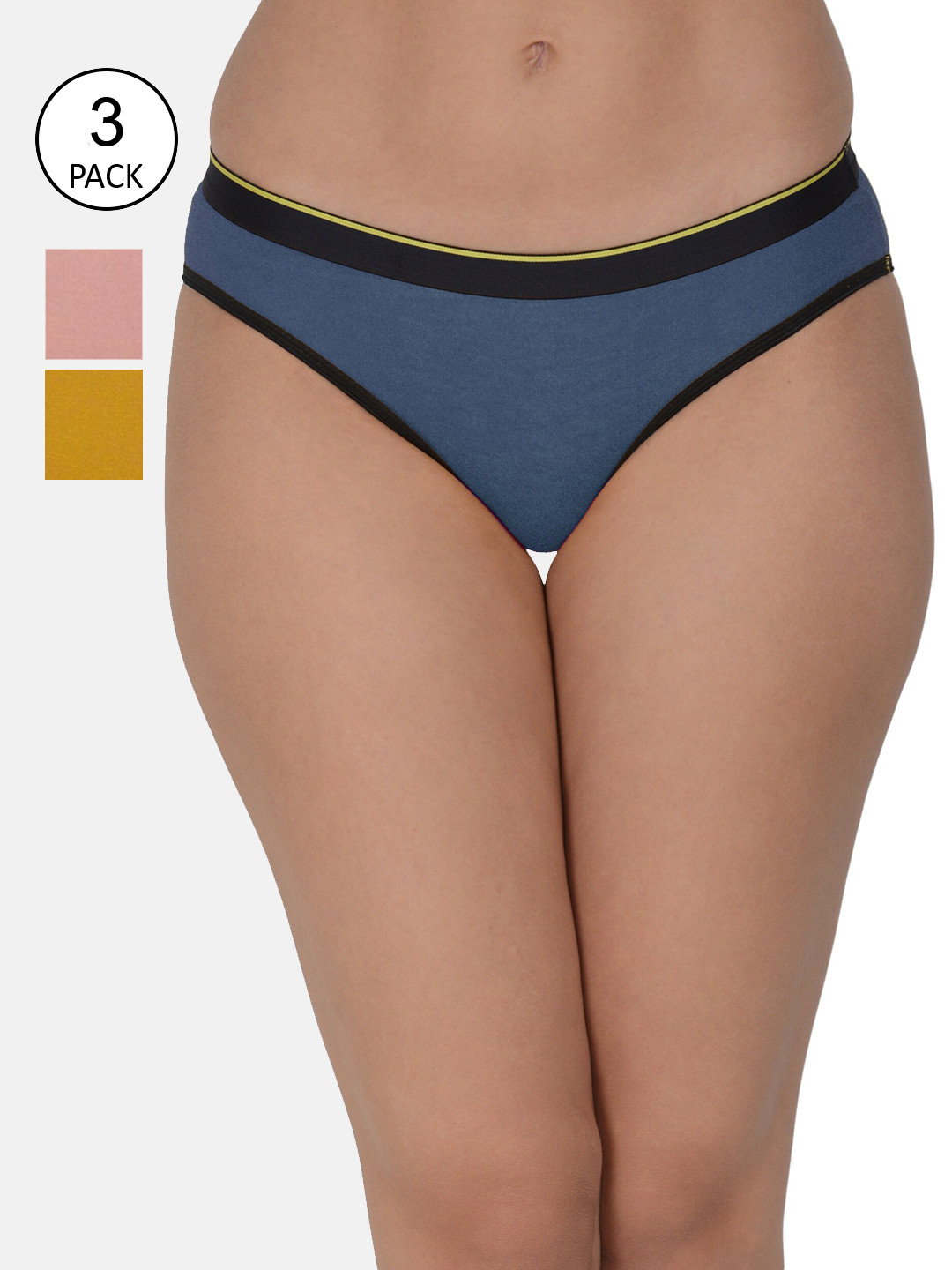 Leading Lady Women Pack of 3 Modal Fabric Solid Bikini Brief Low Rise MM-BIKINI-S001