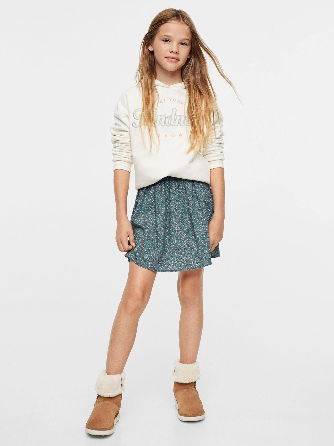 Mango Kids Girls Floral Print Sustainable A-line Mini Skirts