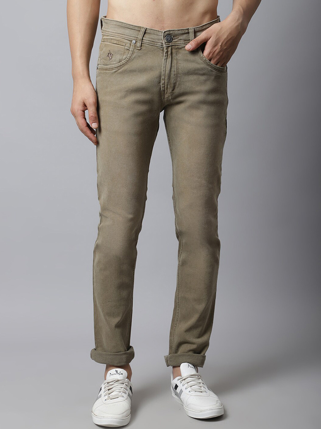 Cantabil Men Khaki Heavy Fade Jeans