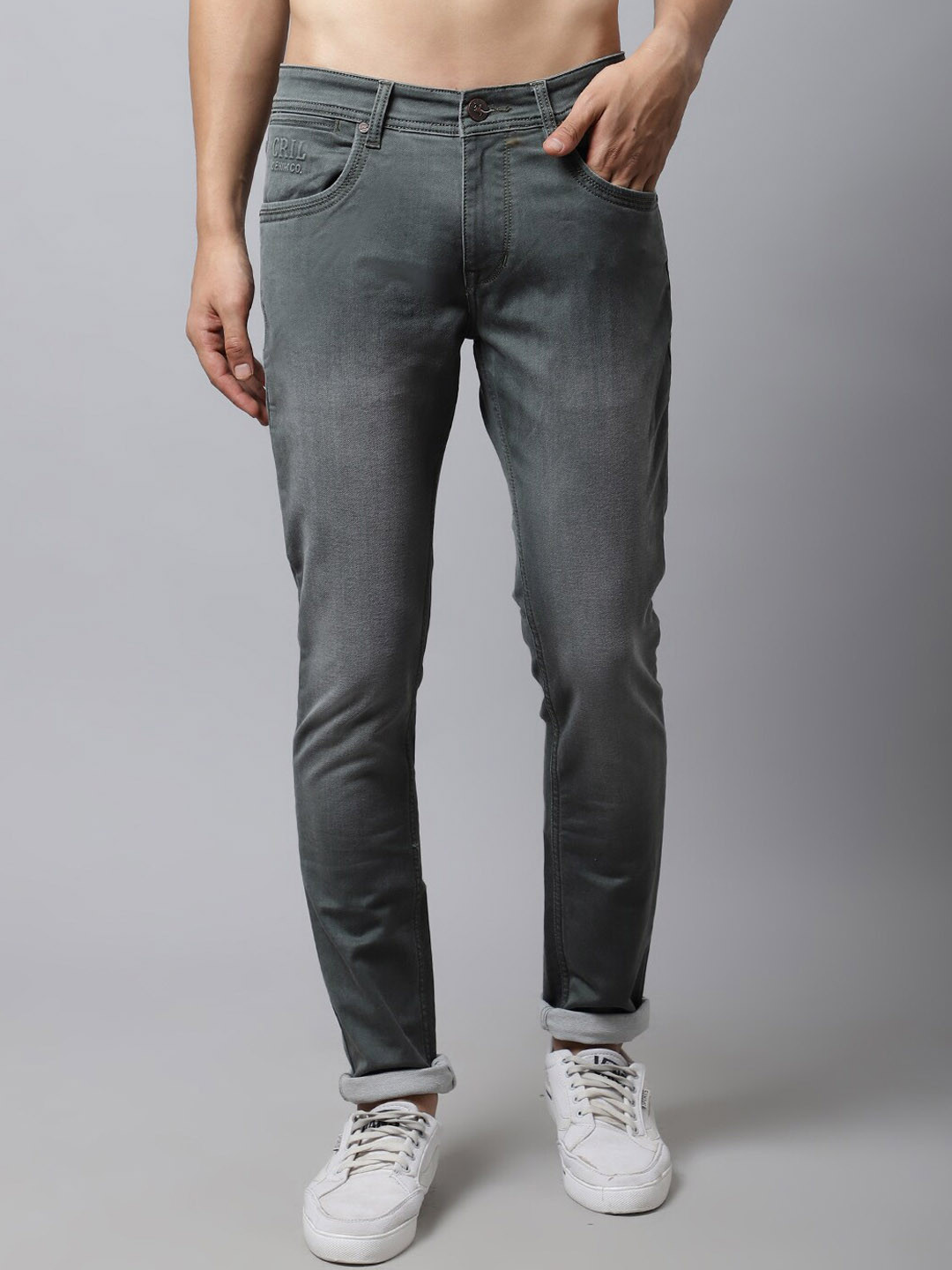 Cantabil Men Olive Green Heavy Fade Jeans