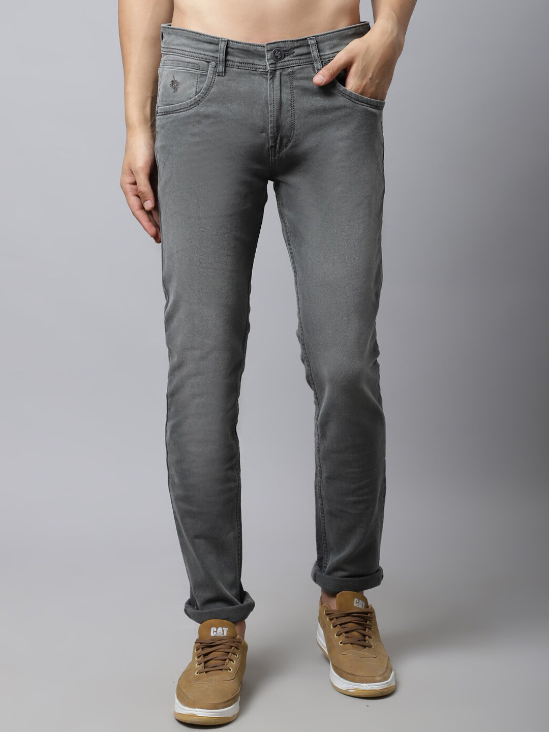 Cantabil Men Olive Green Heavy Fade Jeans