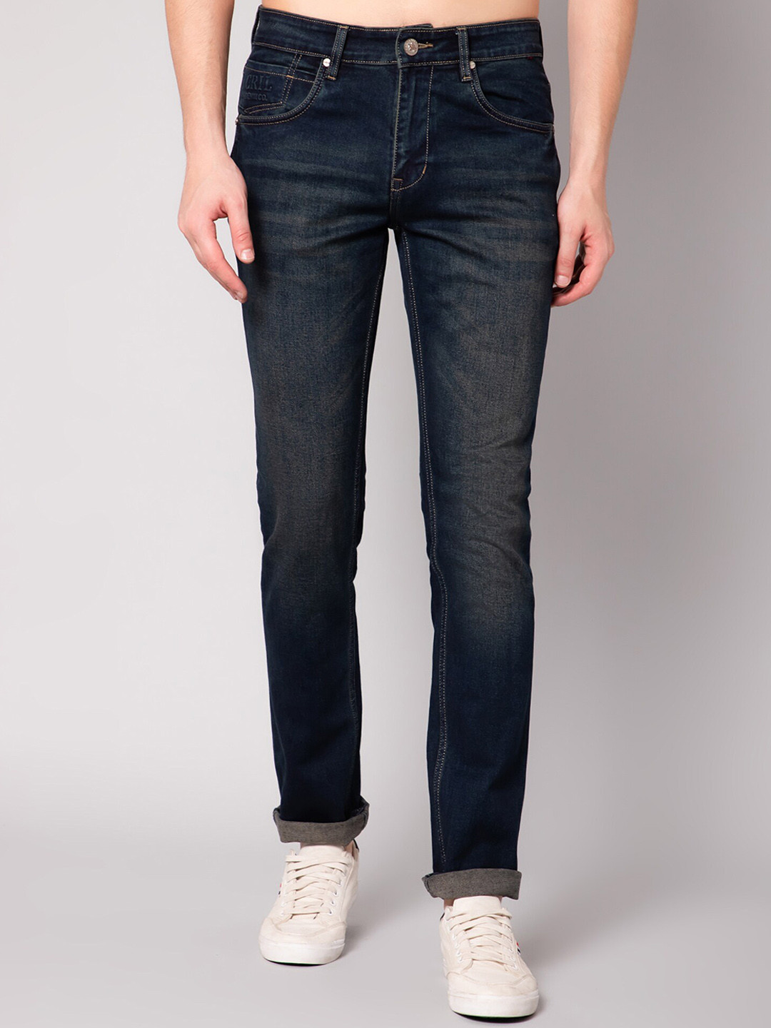 Cantabil Men Dark Green Heavy Fade Jeans