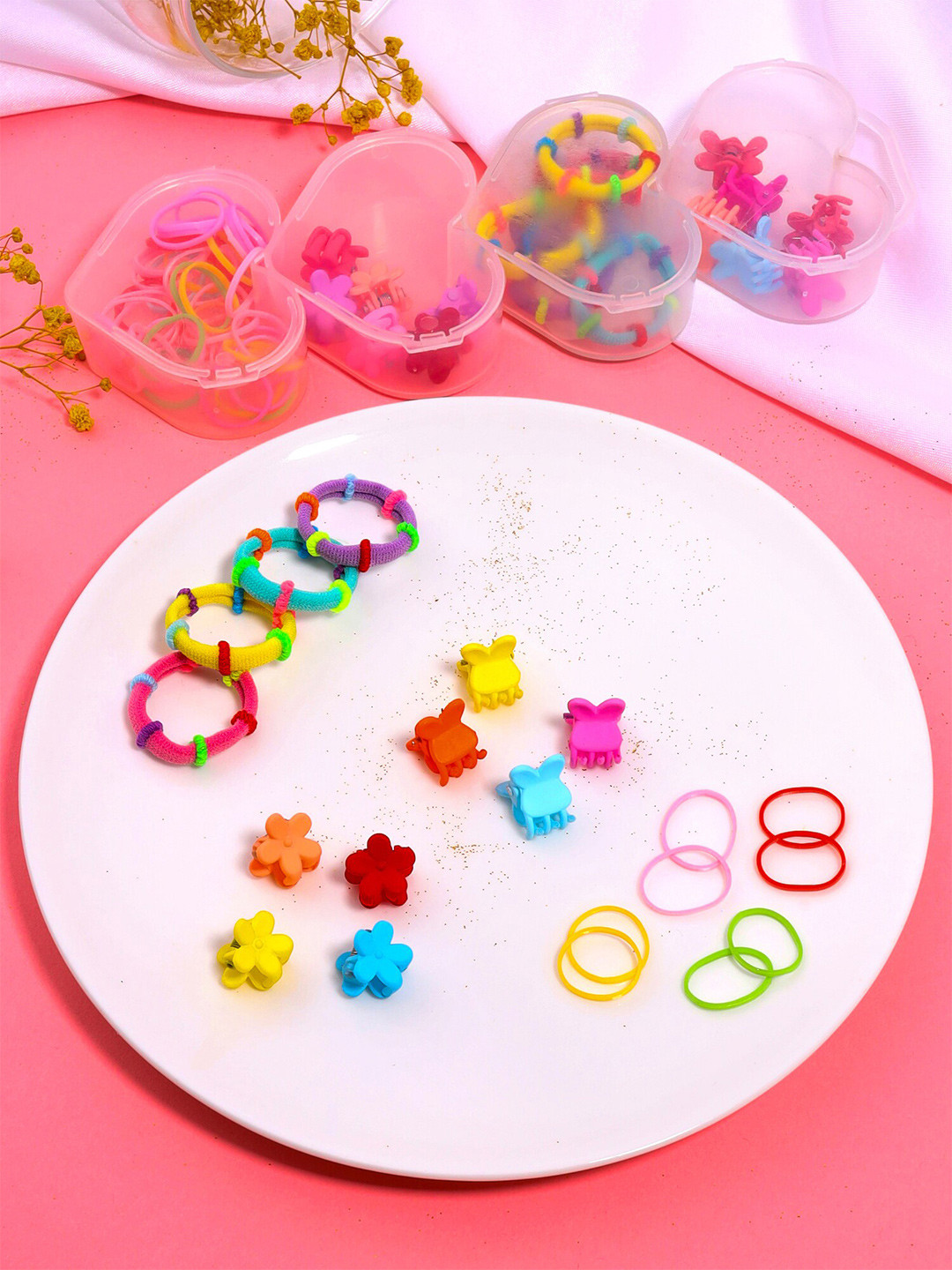 Melbees by Yellow Chimes Girls Red & Blue Set of 30 Hair Accessory