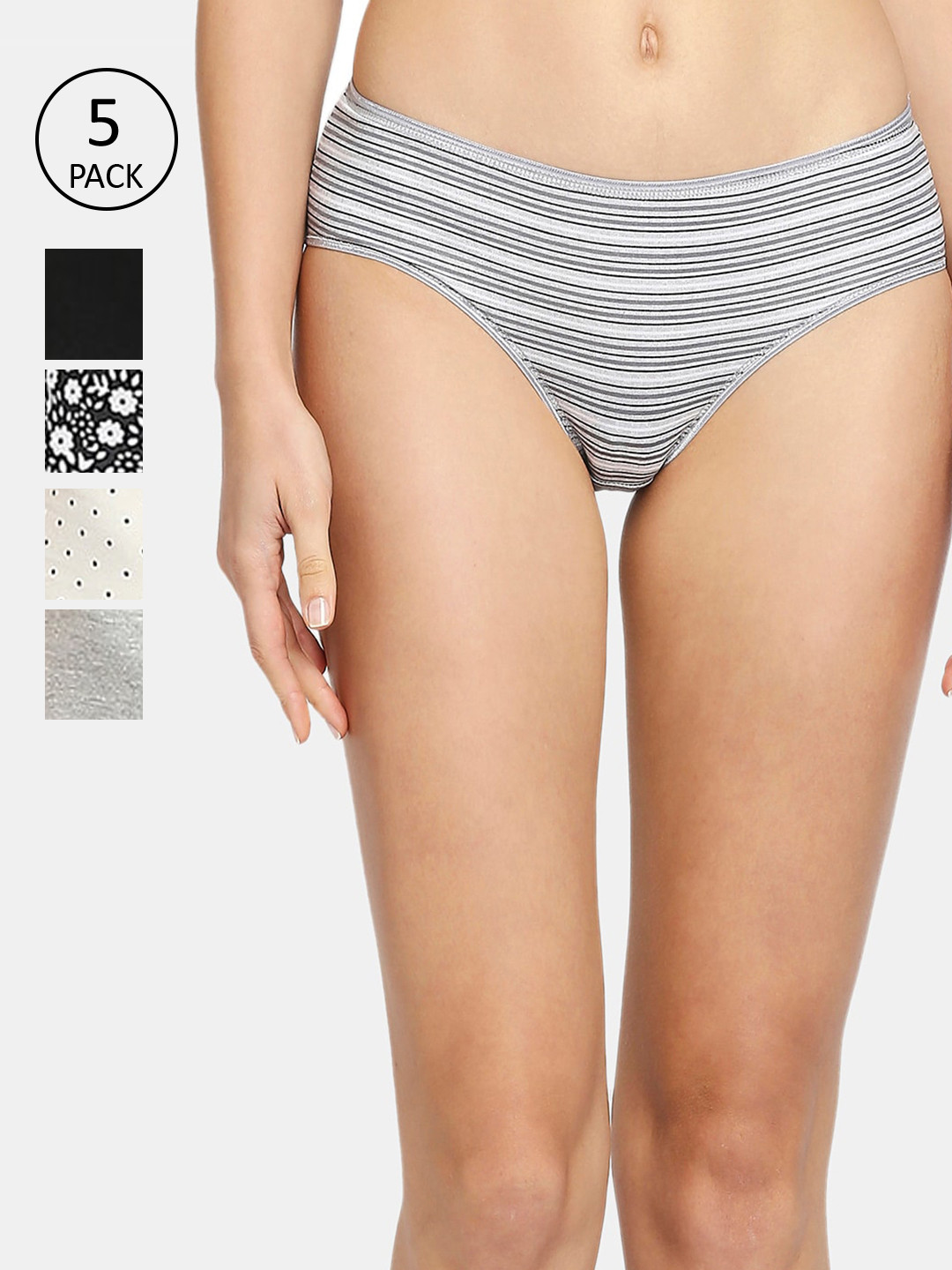 RedRose Women Pack Of 5 Printed Hipster Briefs 5 Combo No 23