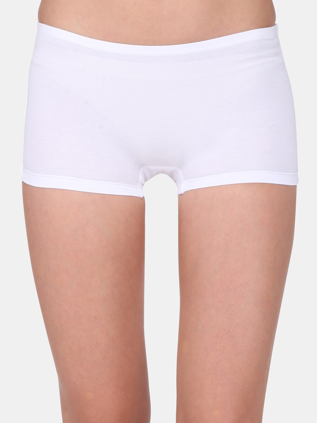 RedRose Women White Solid Boyshorts Briefs