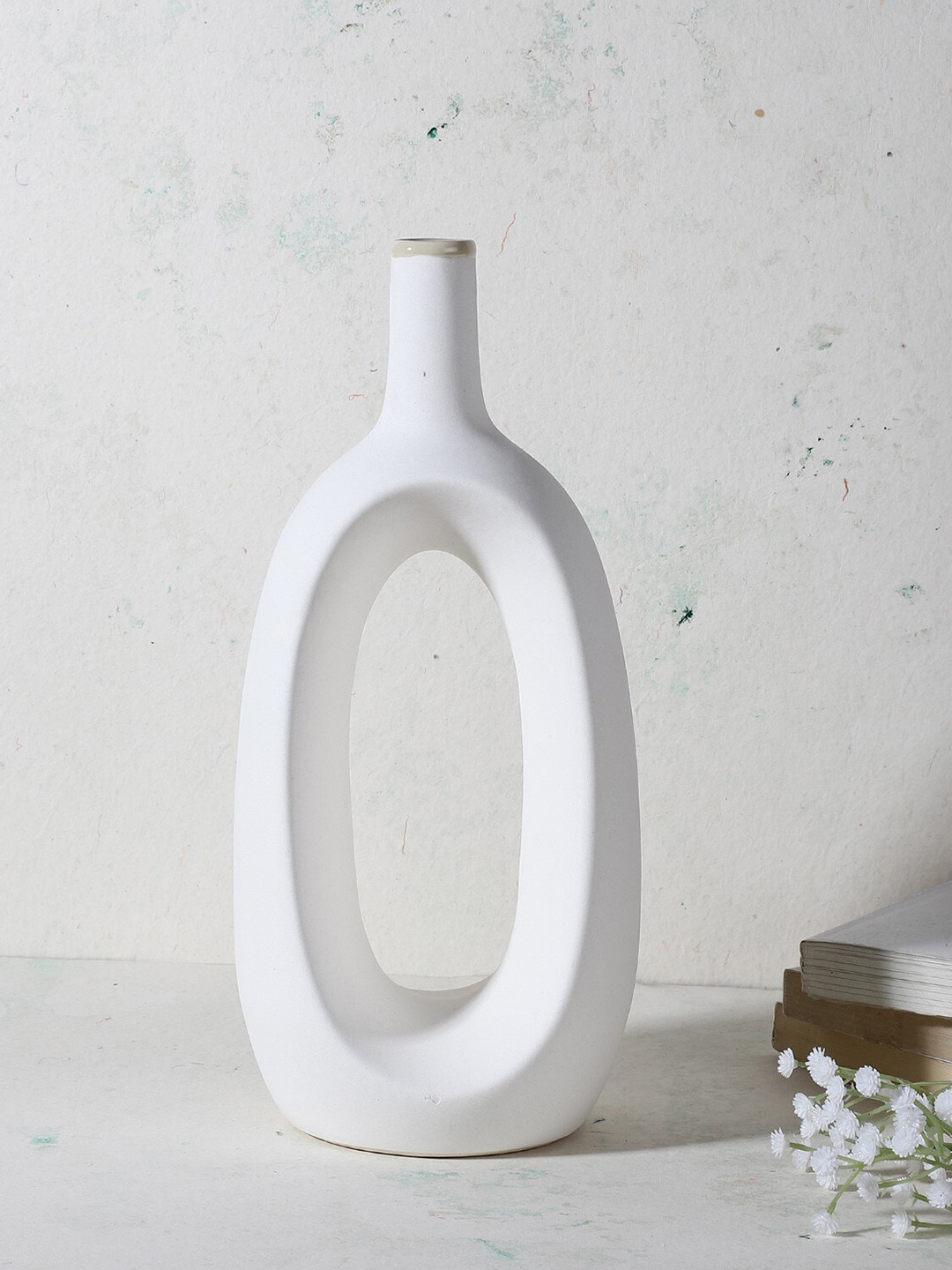 The Decor Mart White Solid Ceramic Hollow Vases