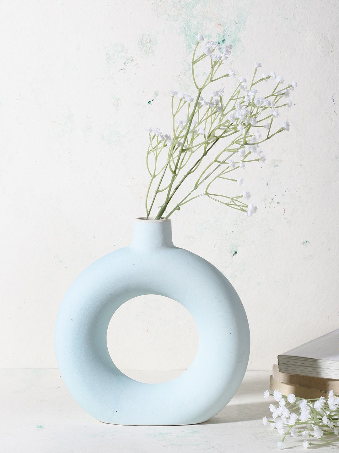 The Decor Mart Blue Solid Ceramic Donut Vase