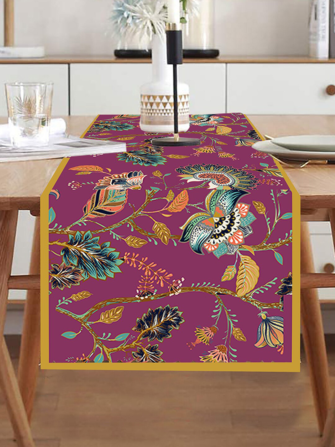 homewards Purple Printed Rectangular Table Runner