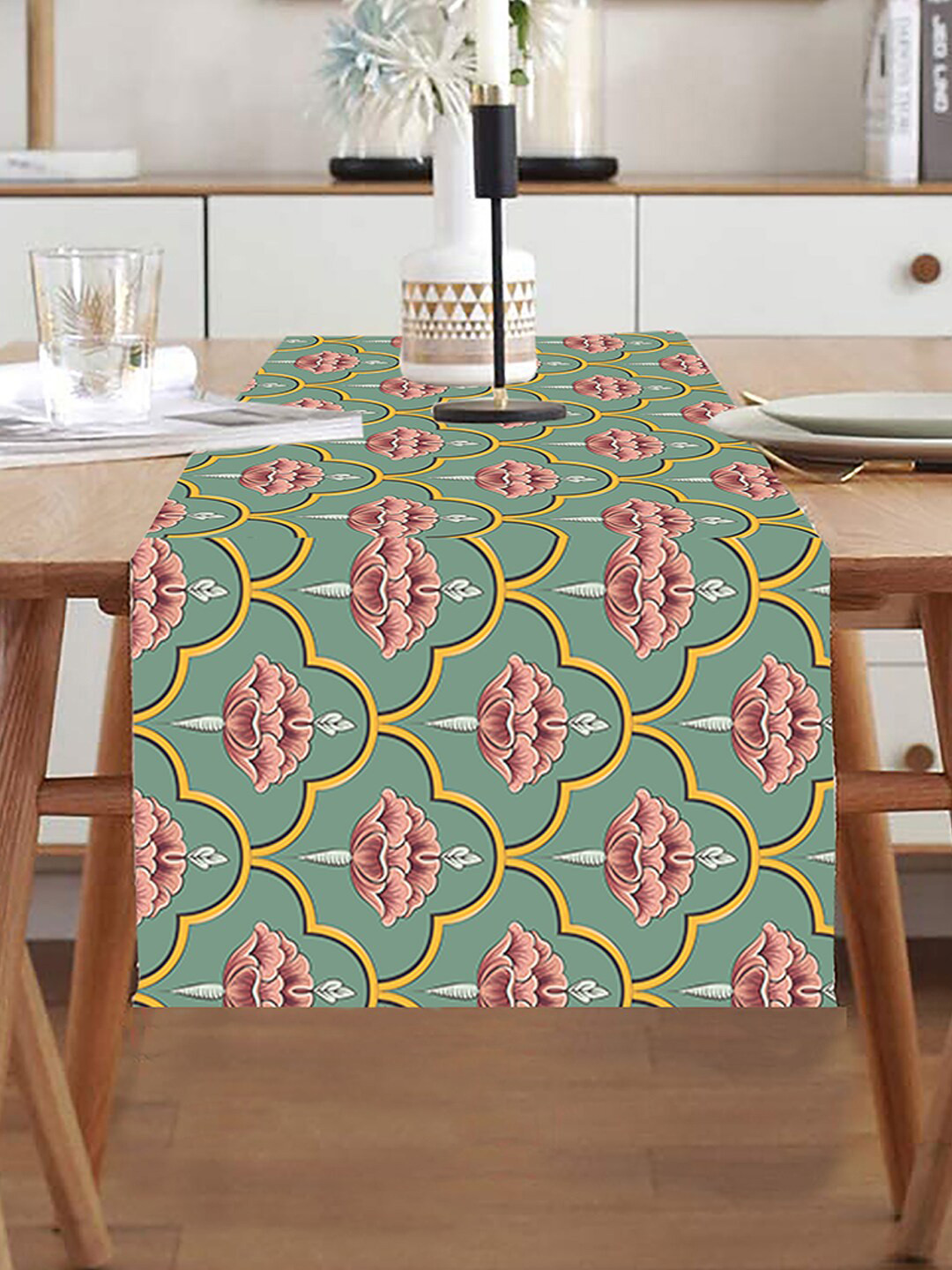 homewards Green Printed Table Runners