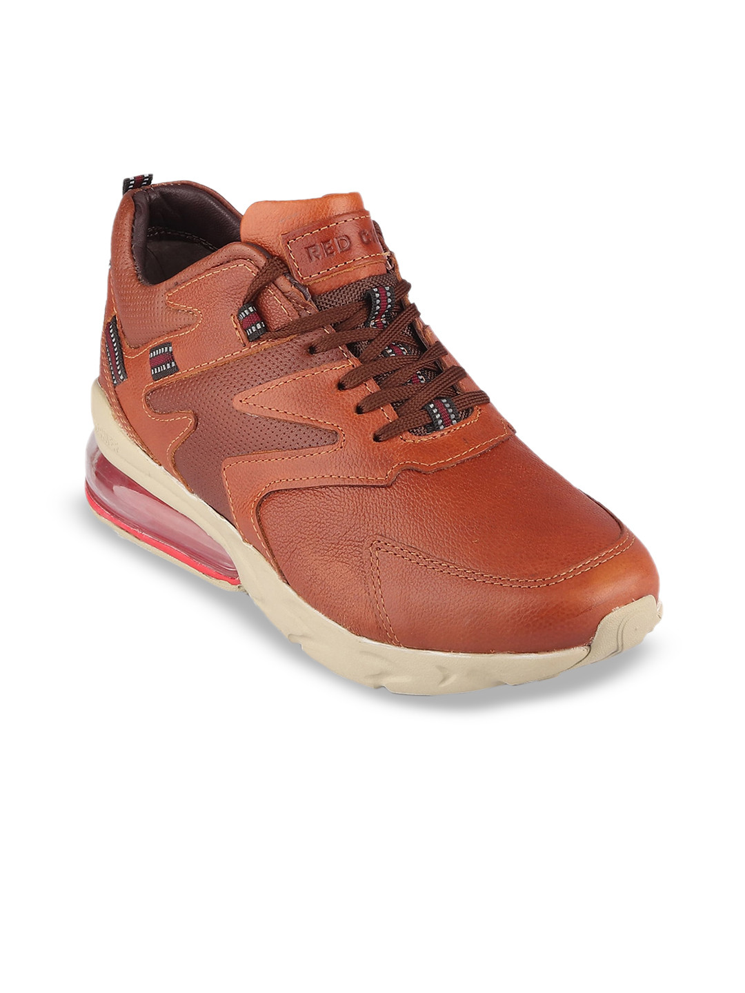 Red Chief Men Tan Leather Sneakers