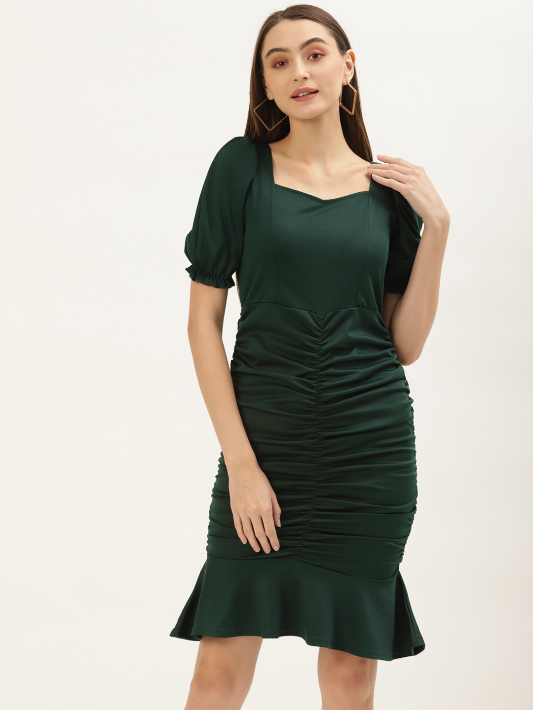 U&F Green Solid Bodycon Dress