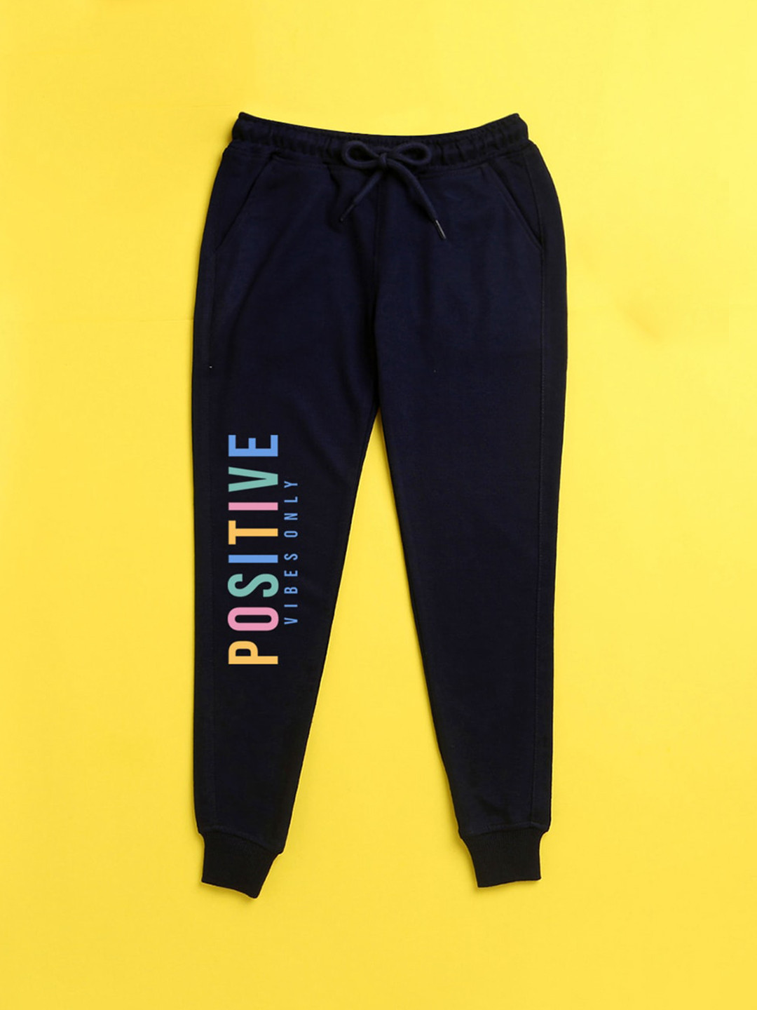 NUSYL Kids Navy Blue Printed Jogger