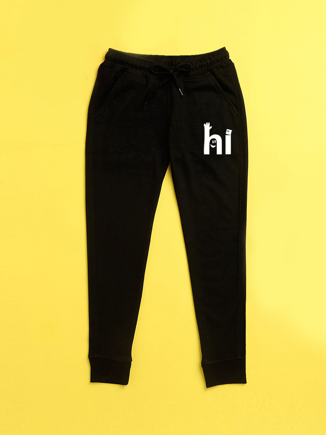 NUSYL Kids Black Typography Printed Joggers