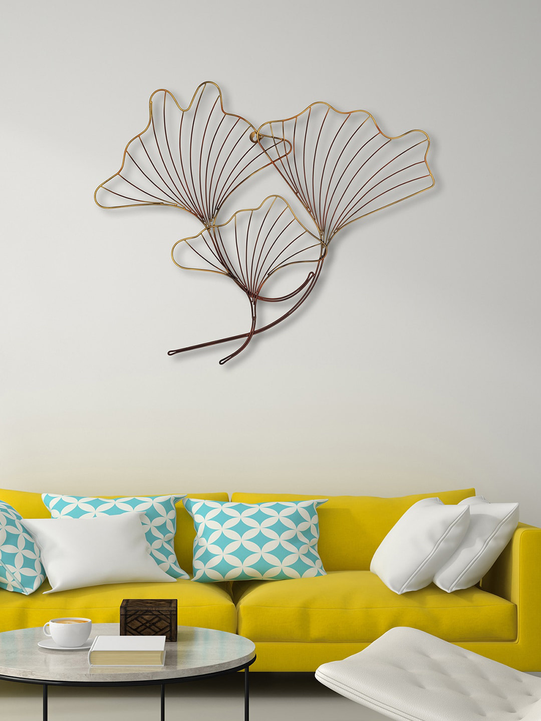 Aapno Rajasthan Leaves Metal Floral Glossy Hanging Hall Wall Hangings-28.7In