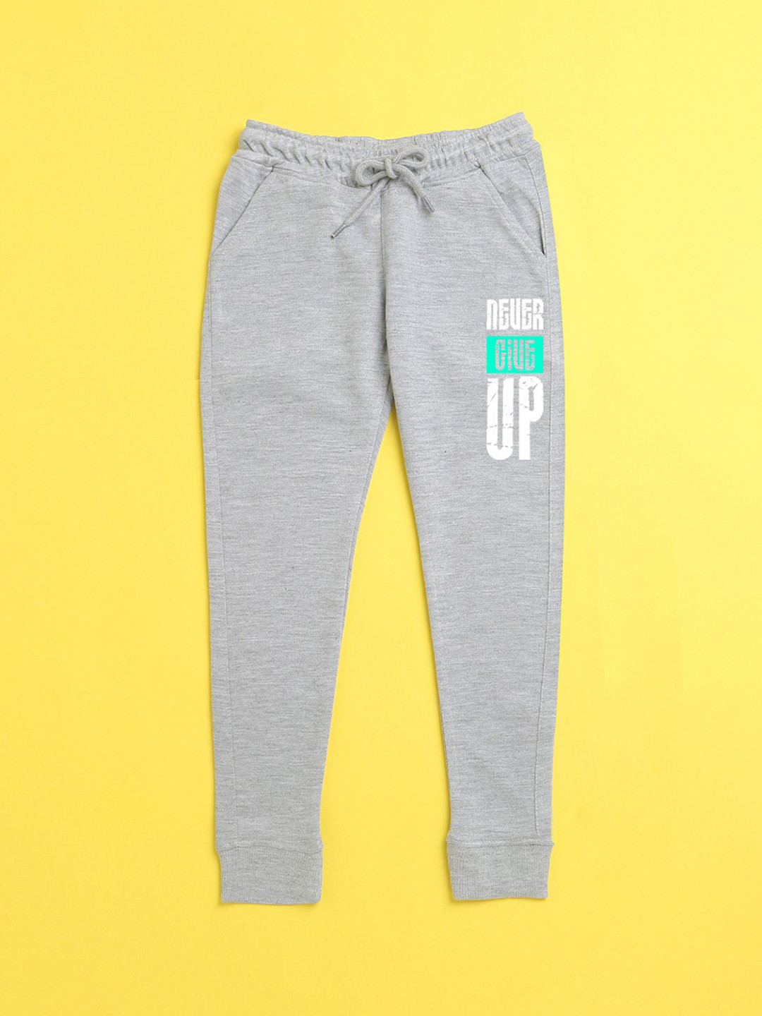 NUSYL Kids Grey Text Printed Joggers