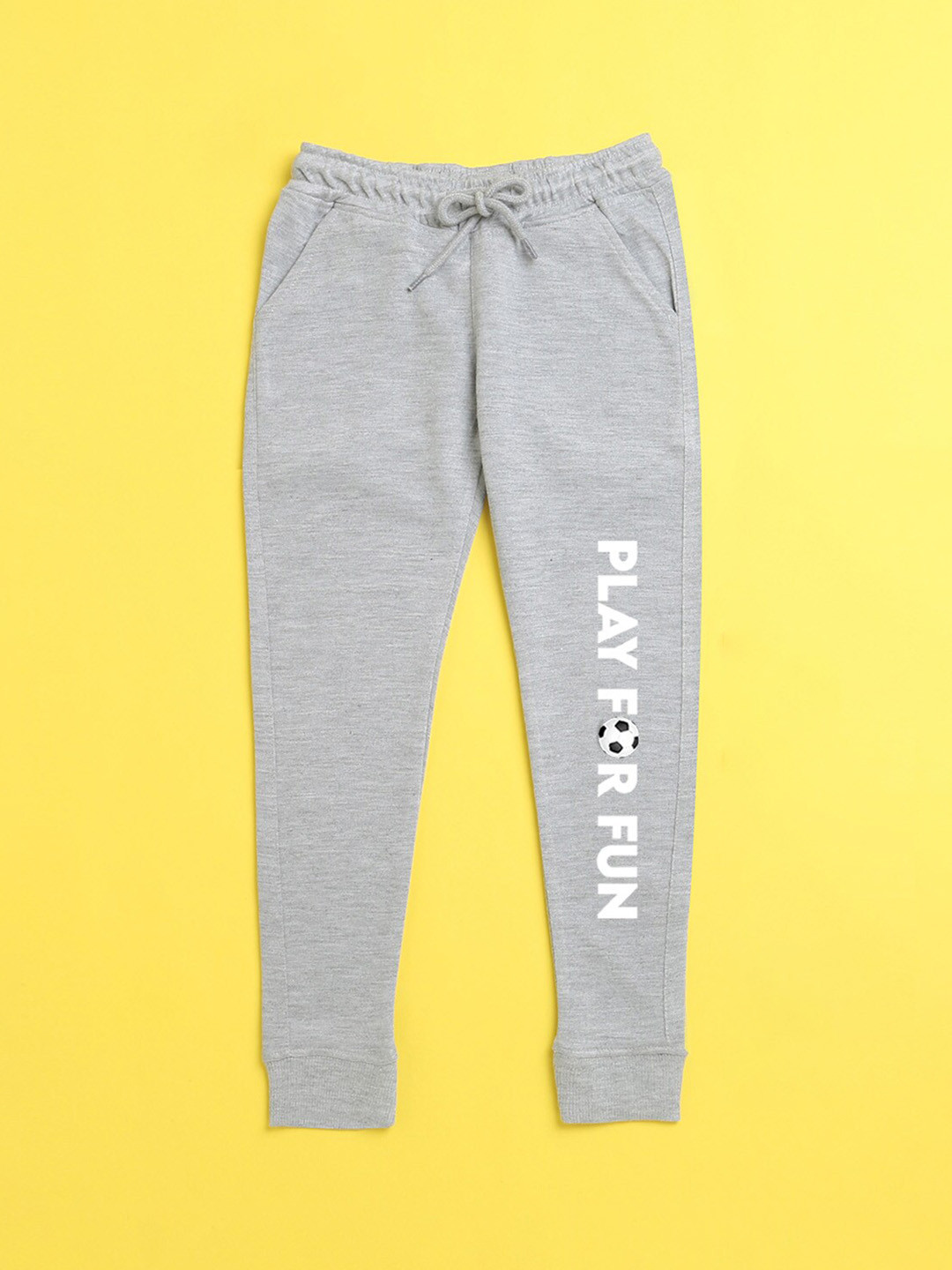 NUSYL Kids Grey Typography Printed Jogger