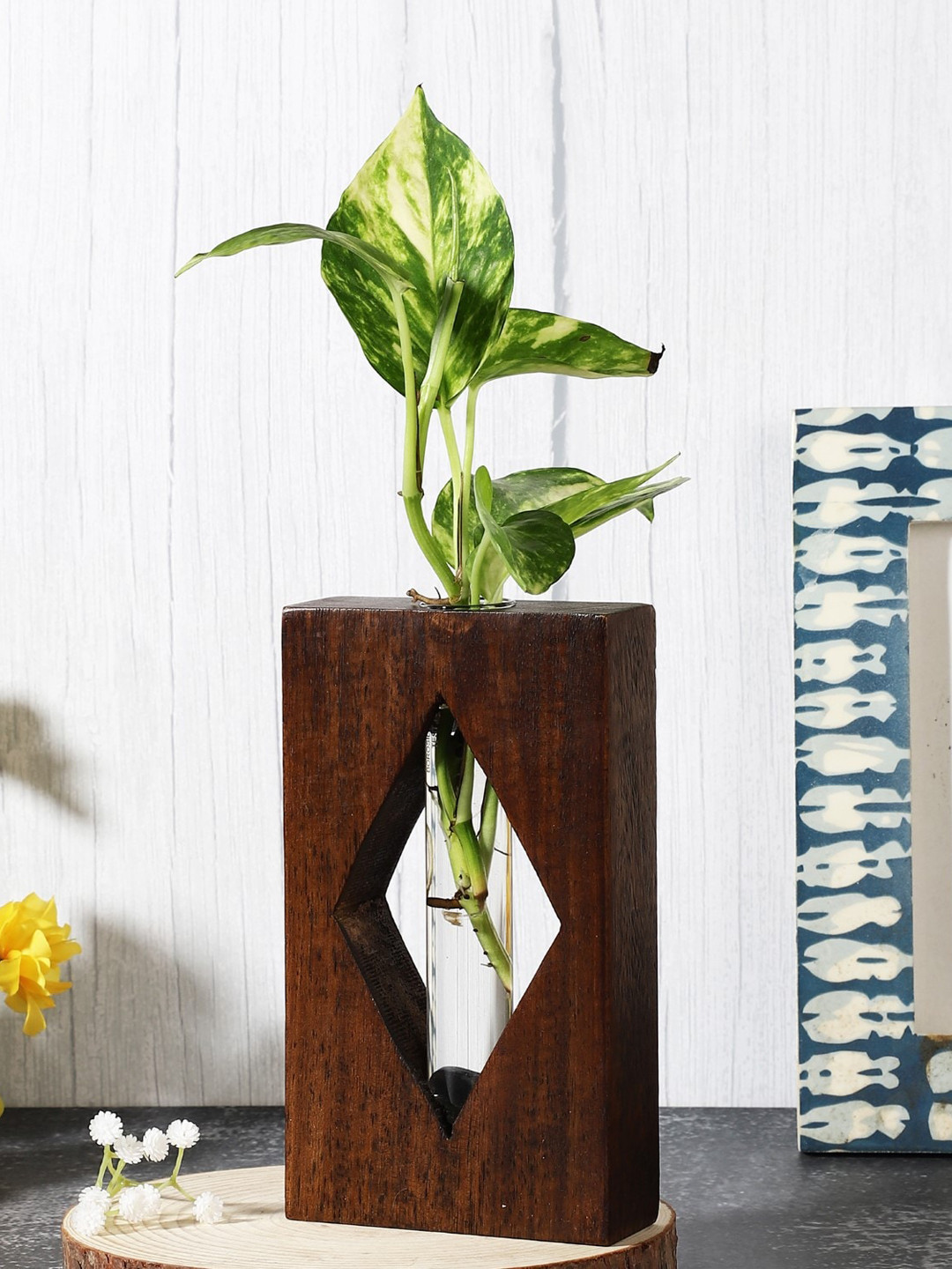 The Decor Mart Brown Diamond Shaped Testube Planter