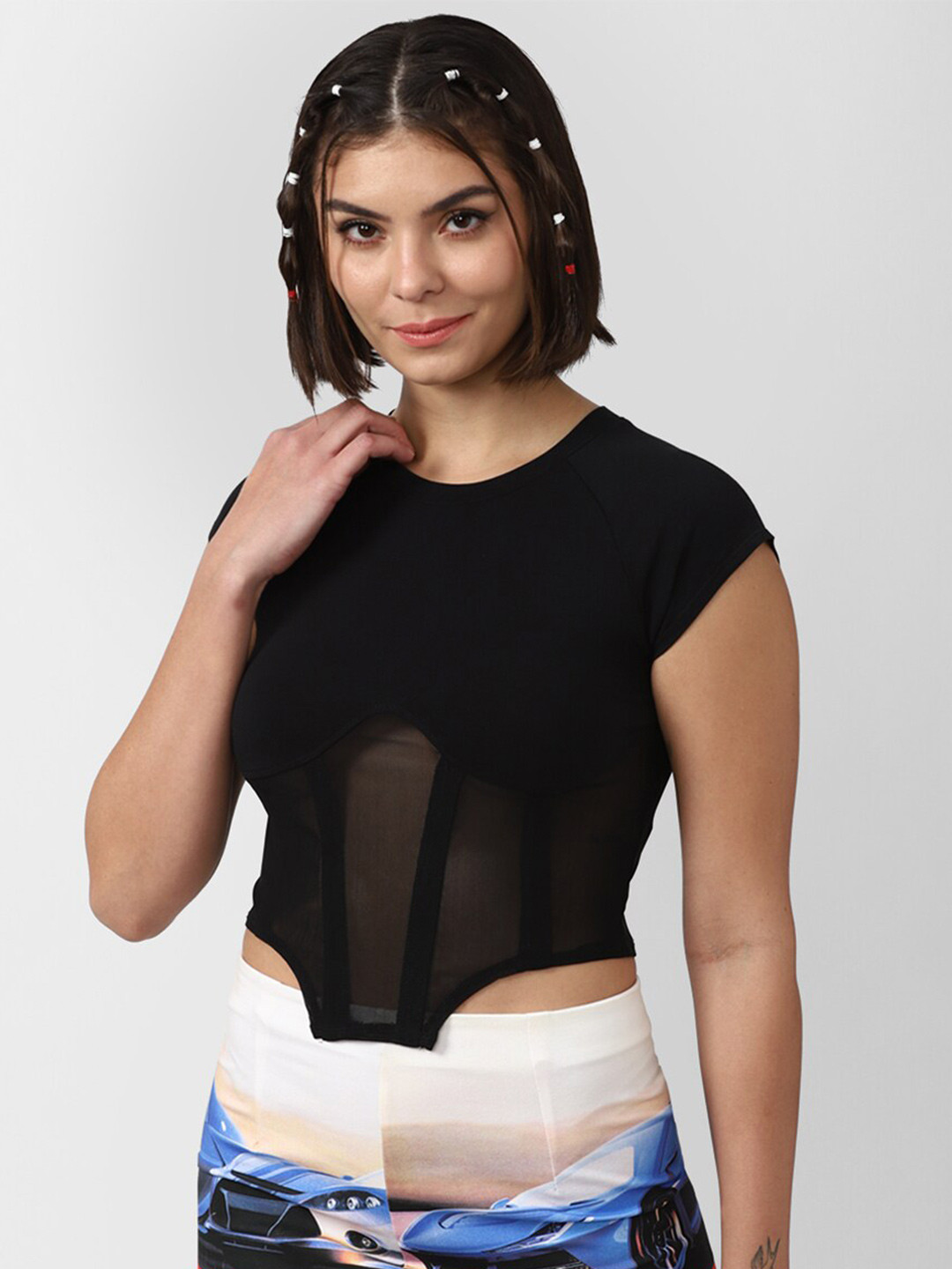FOREVER 21 Corset Style Fitted Crop Top