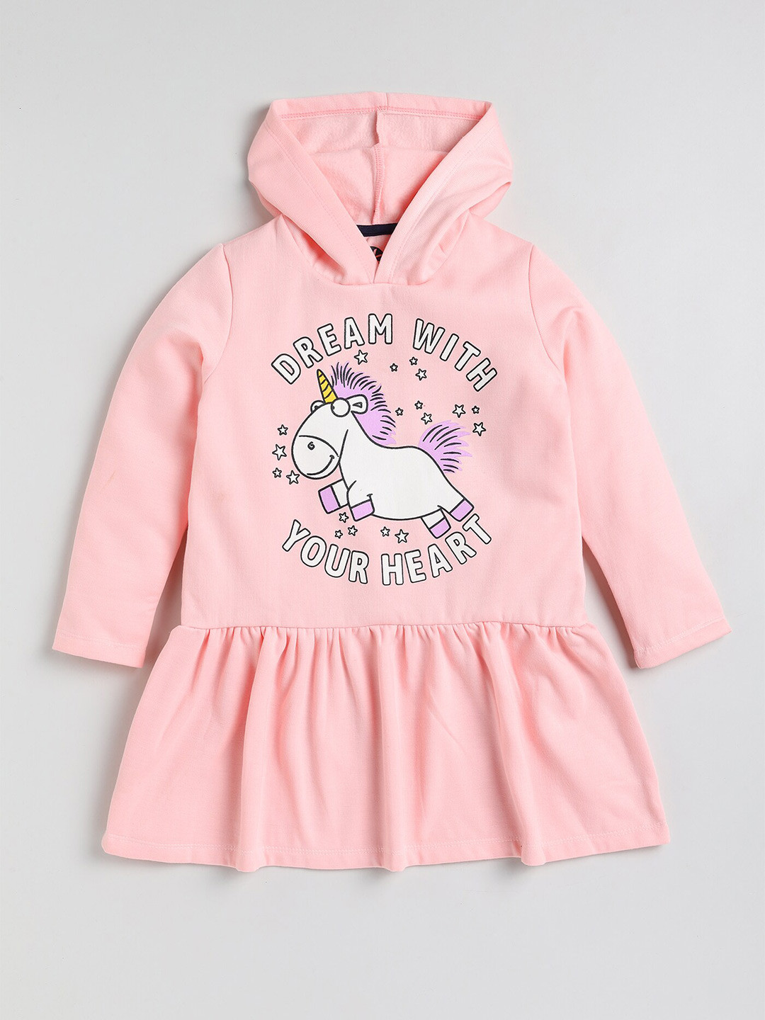 YK Pink Graphic Printed Drop-Waist Dress