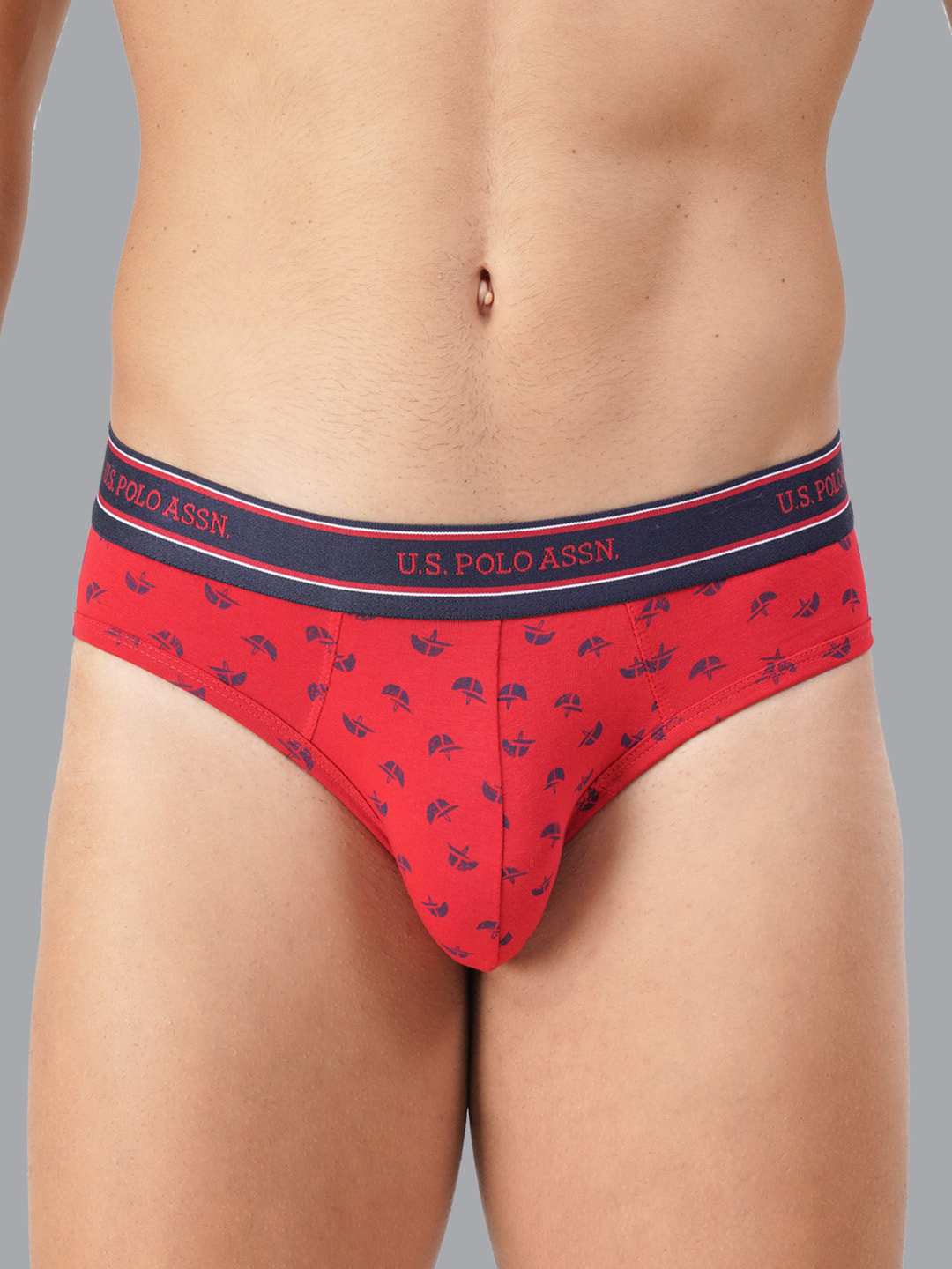 U.S. Polo Assn. Men Red Printed Seamless Basic Briefs