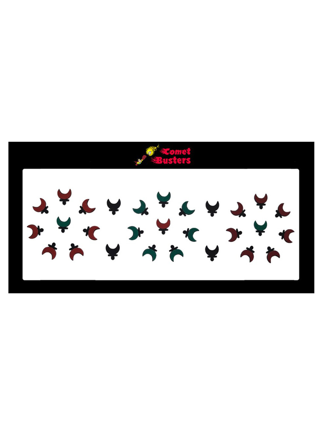 Comet Busters 28 Pcs Reusable Designer Bindis - Maroon & Green