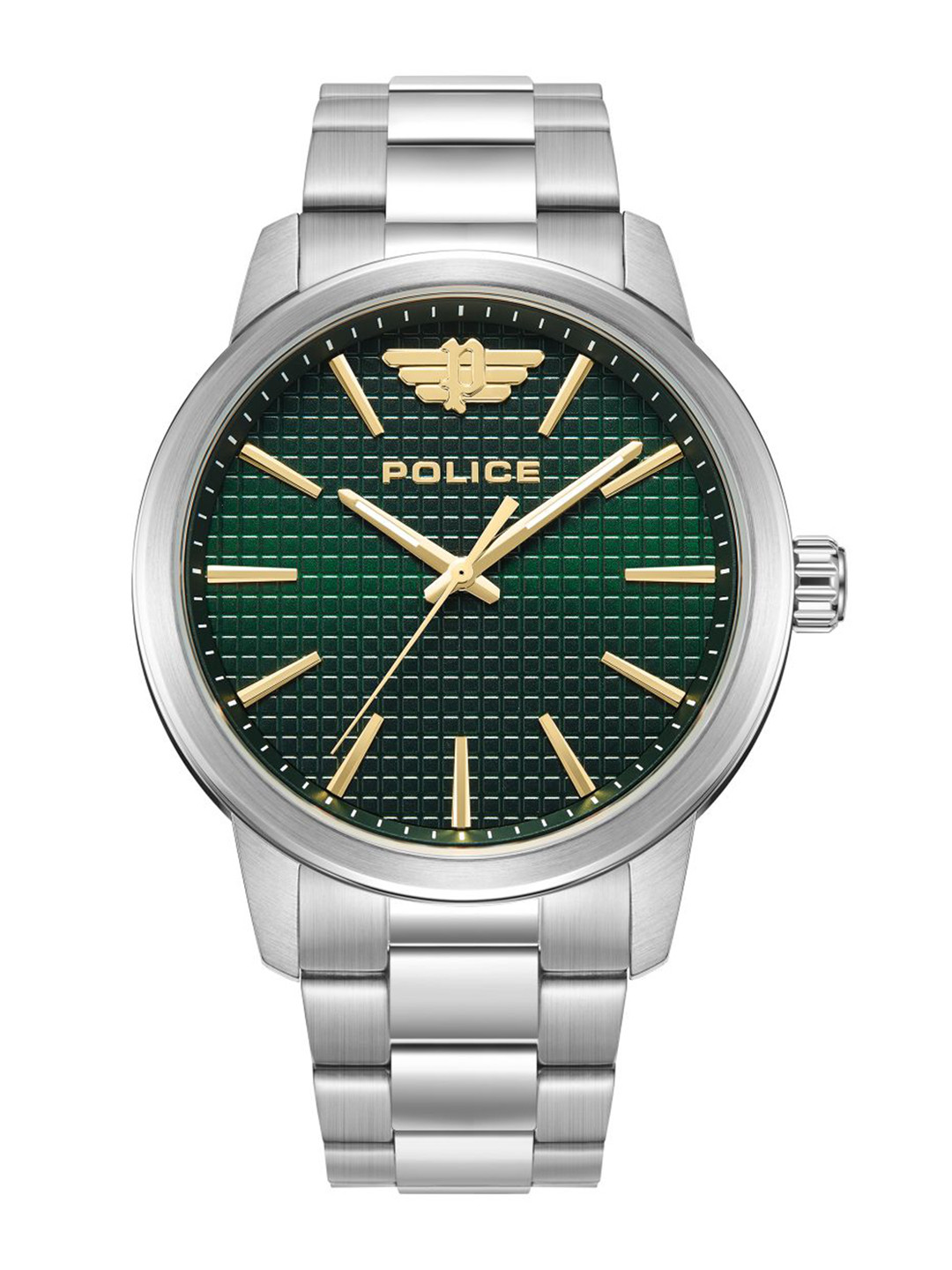 Police Men Green Printed Dial & Silver Toned Bracelet Style Analogue Watch PLPEWJG0018401
