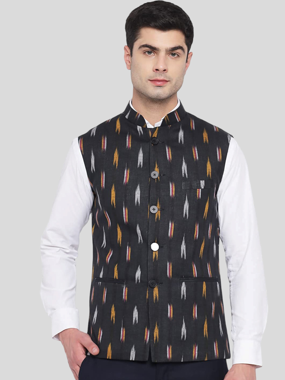 Vastraa Fusion Men Black Nehru Jackets