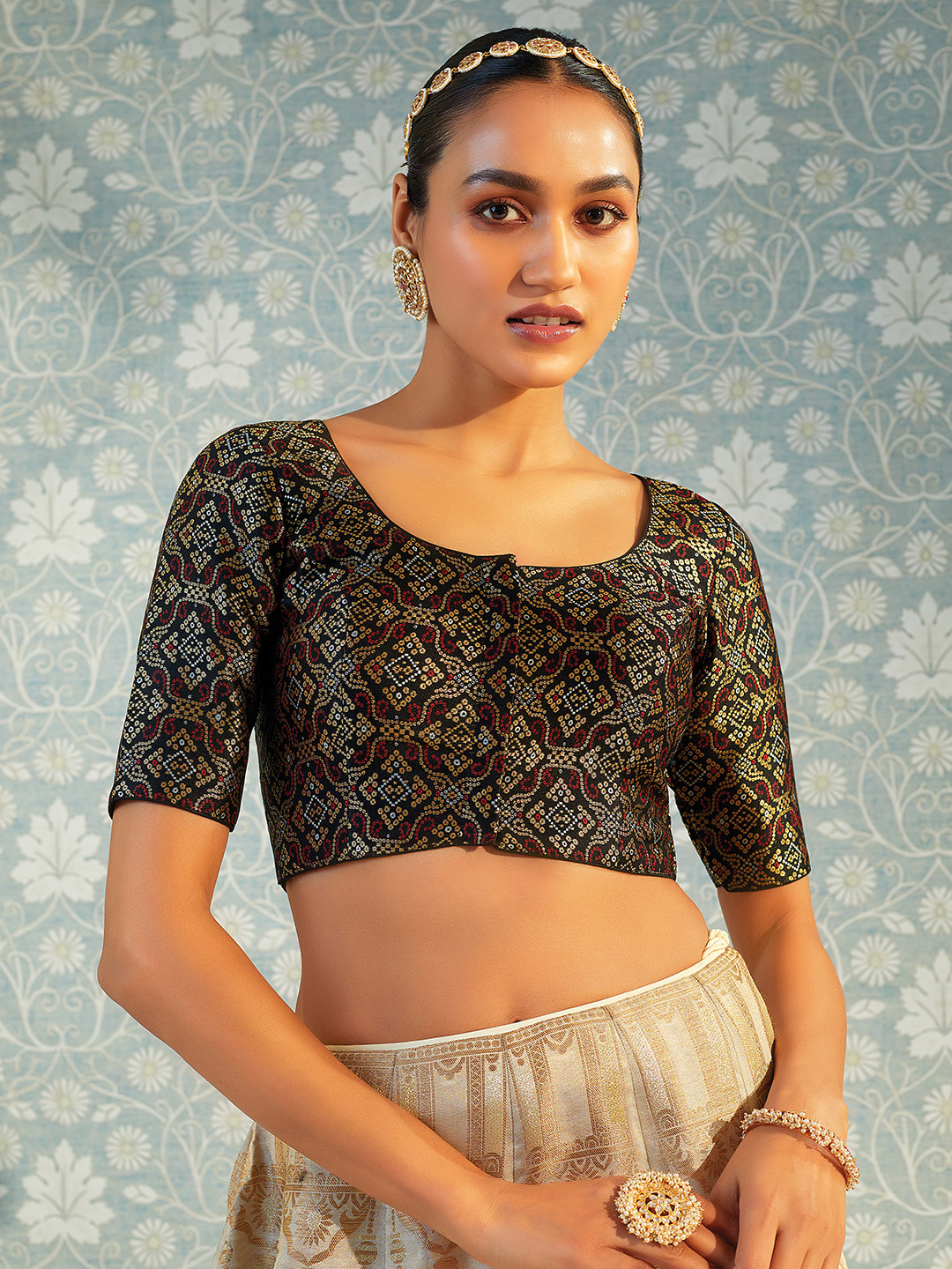 Soch Black Woven Design Silk Saree Blouse