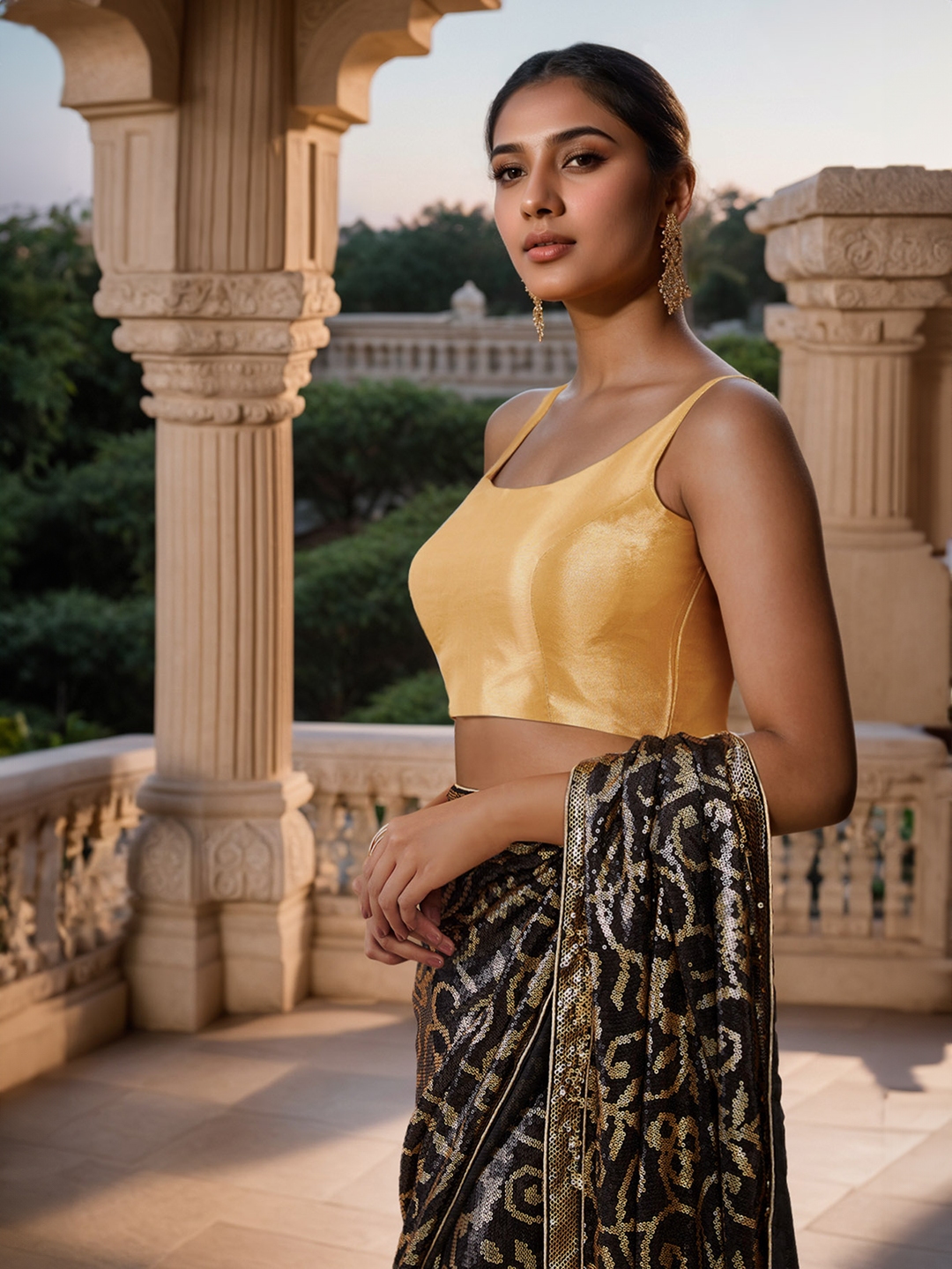 Soch Women Gold Coloured Solid Tissue Saree Blouse - Saree Blouse for Women 20438138 | Myntra
