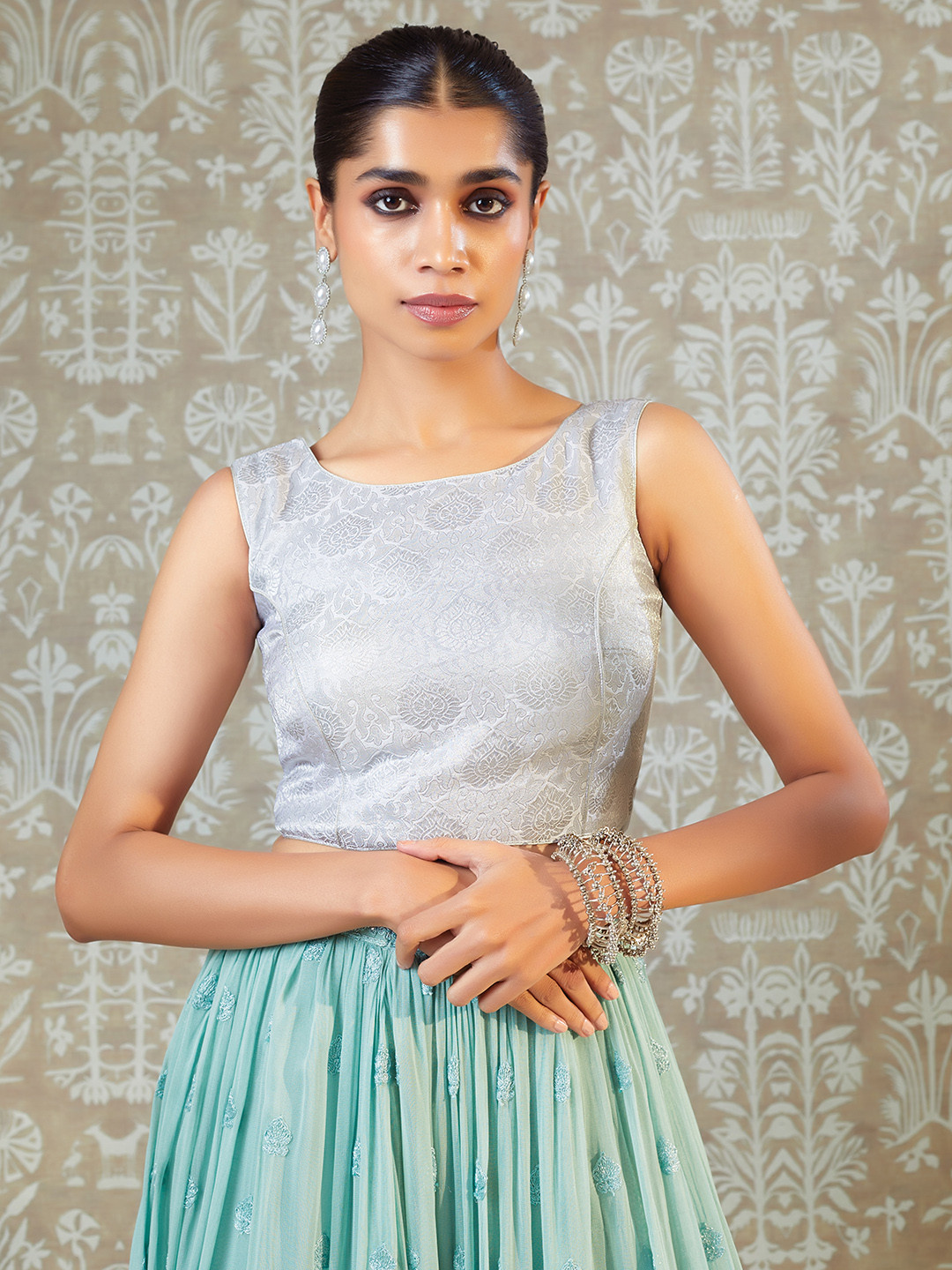 Soch Silver Zari Woven Saree Blouse