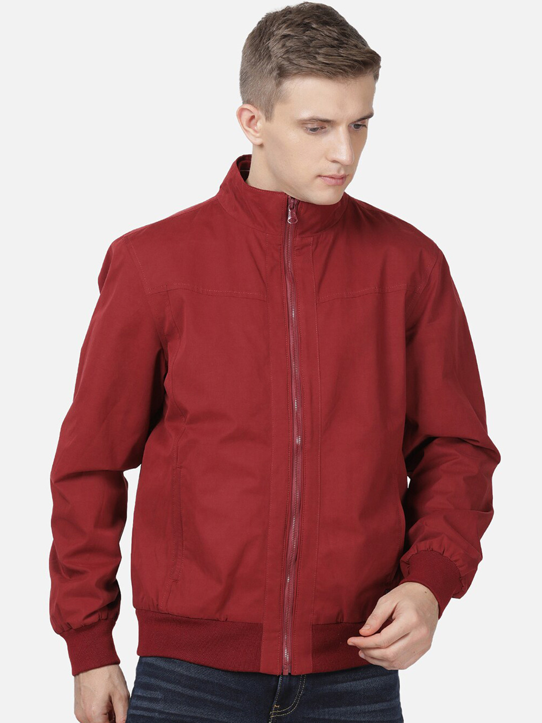 t-base Men Red Windcheater Outdoor Sporty Jacket