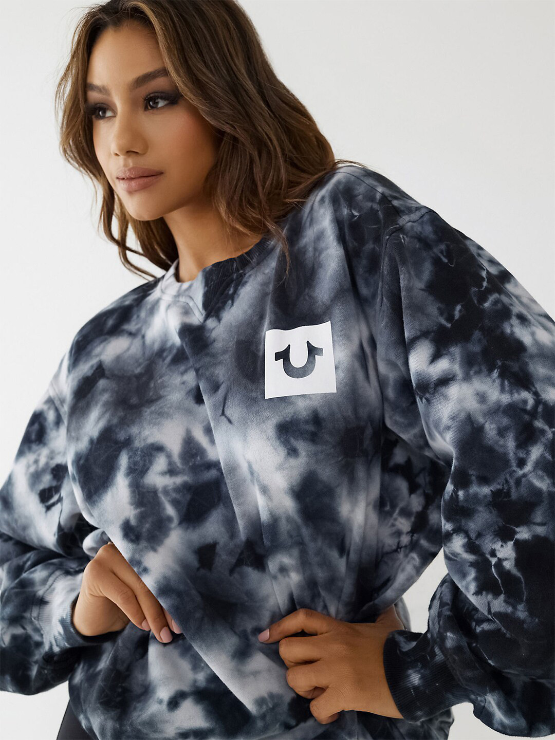 True Religion Women Grey Printed Sweatshirt