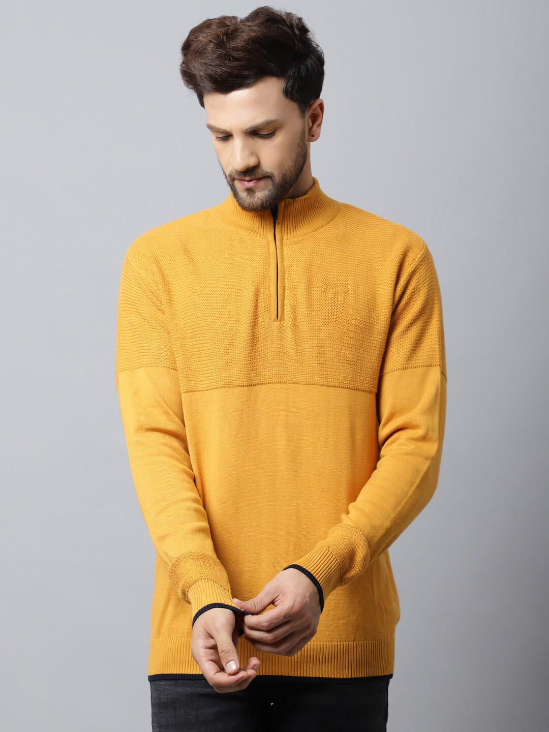 Cantabil Men Mustard Long Sleeves Fashion