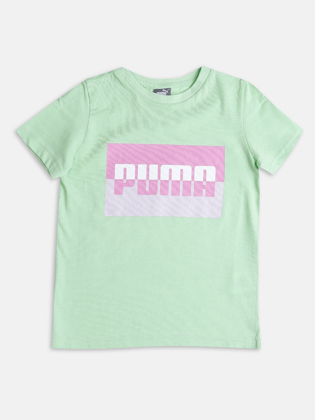 Puma Boys Green & Purple Typography Printed Regular Fit T-shirt