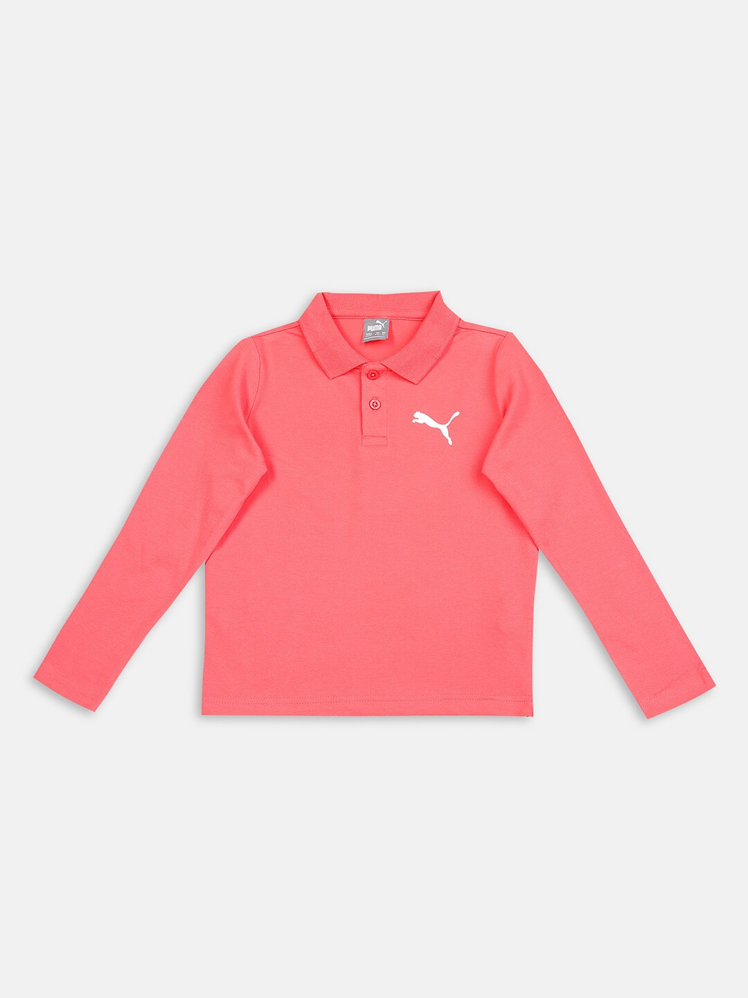 Puma Boys Pink Polo Collar Regular Fit T-shirt