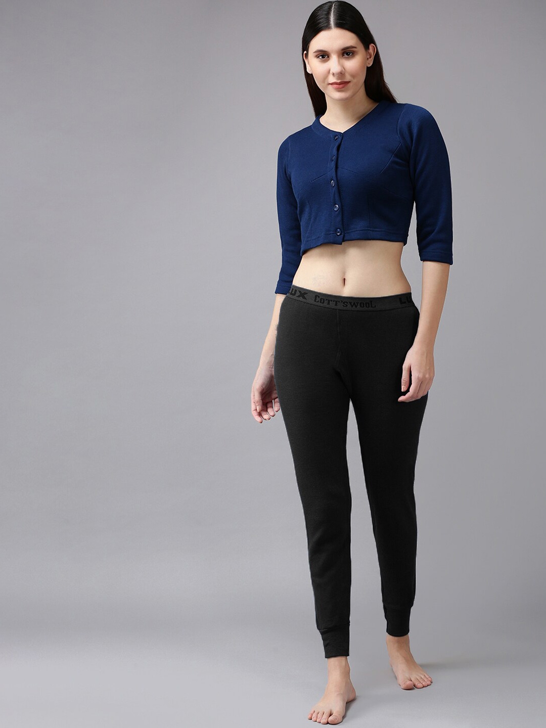 Lux Cottswool Women Blue Solid Thermal Set - Price History