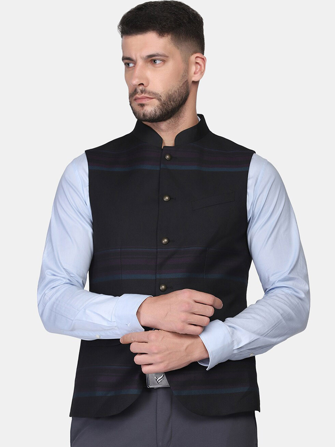 Blackberrys Men Black Waistcoat