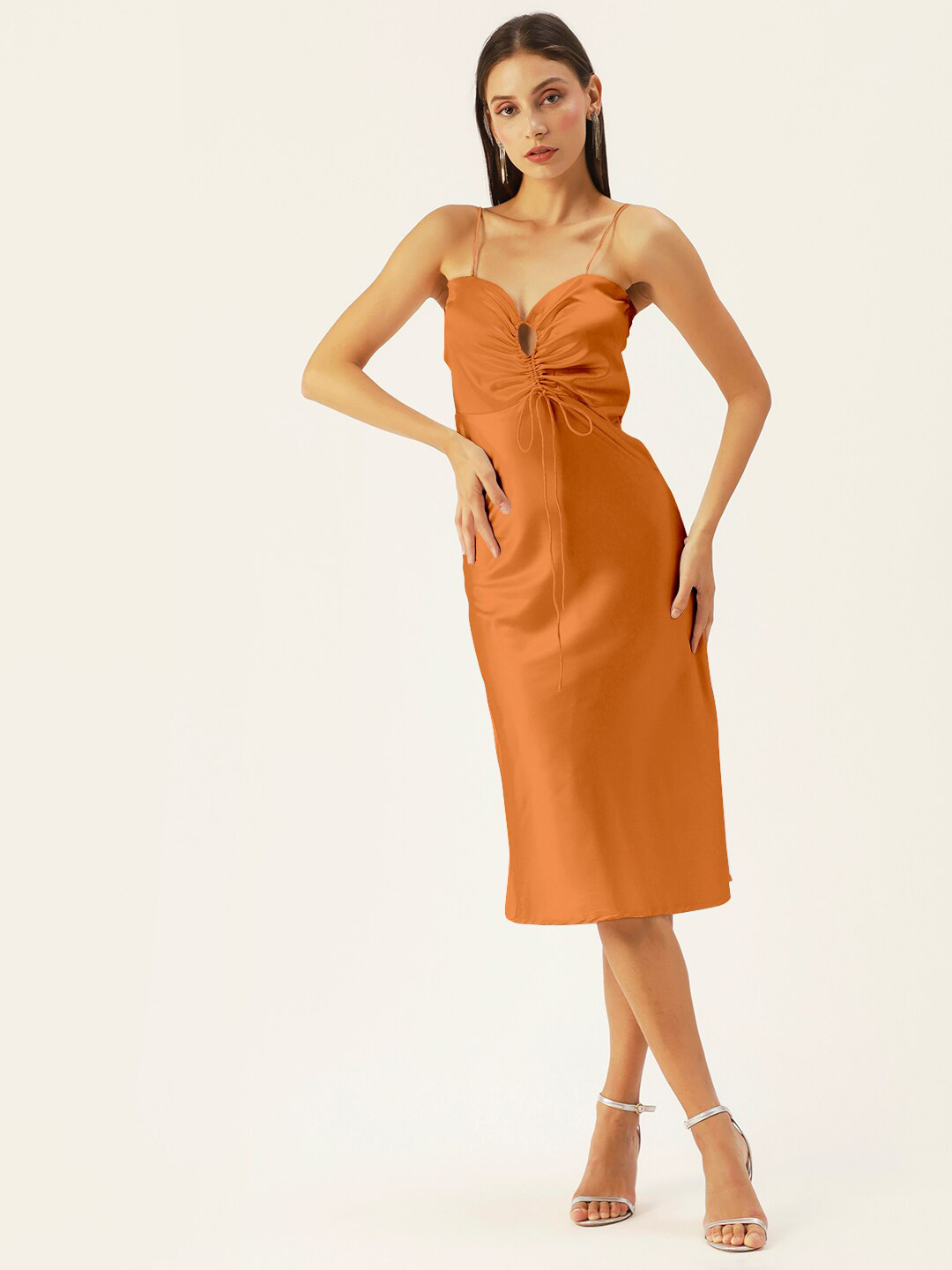 DressBerry Woman Solid Satin Spaghetti Strap Gothic Dress