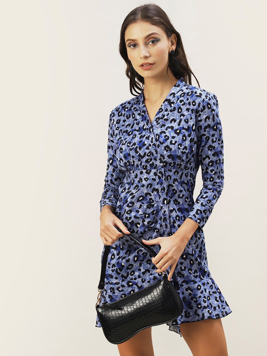 DressBerry Blue Animal Mini Dress