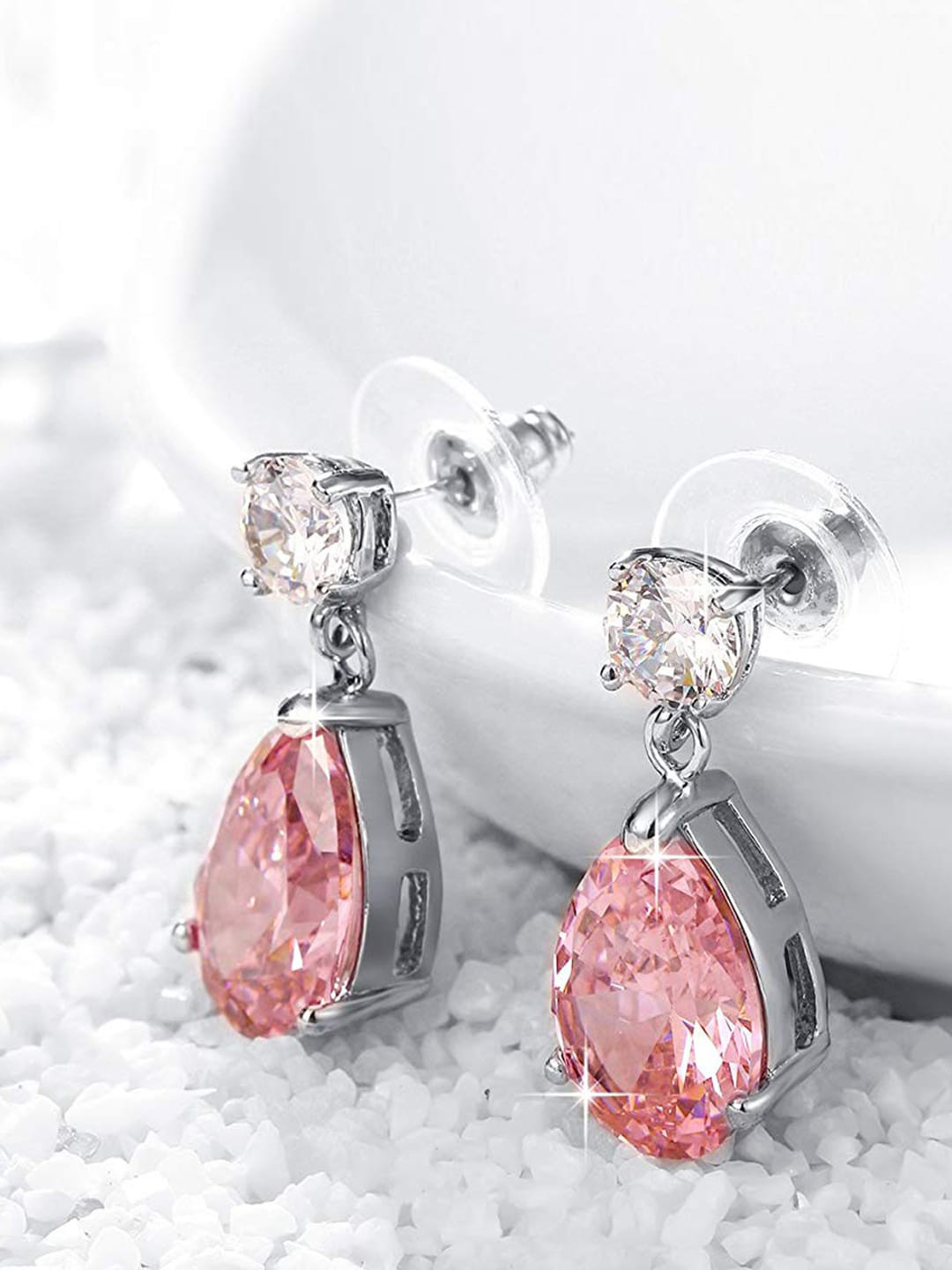Designs By Jewels Galaxy Pink Oval Drop Earrings