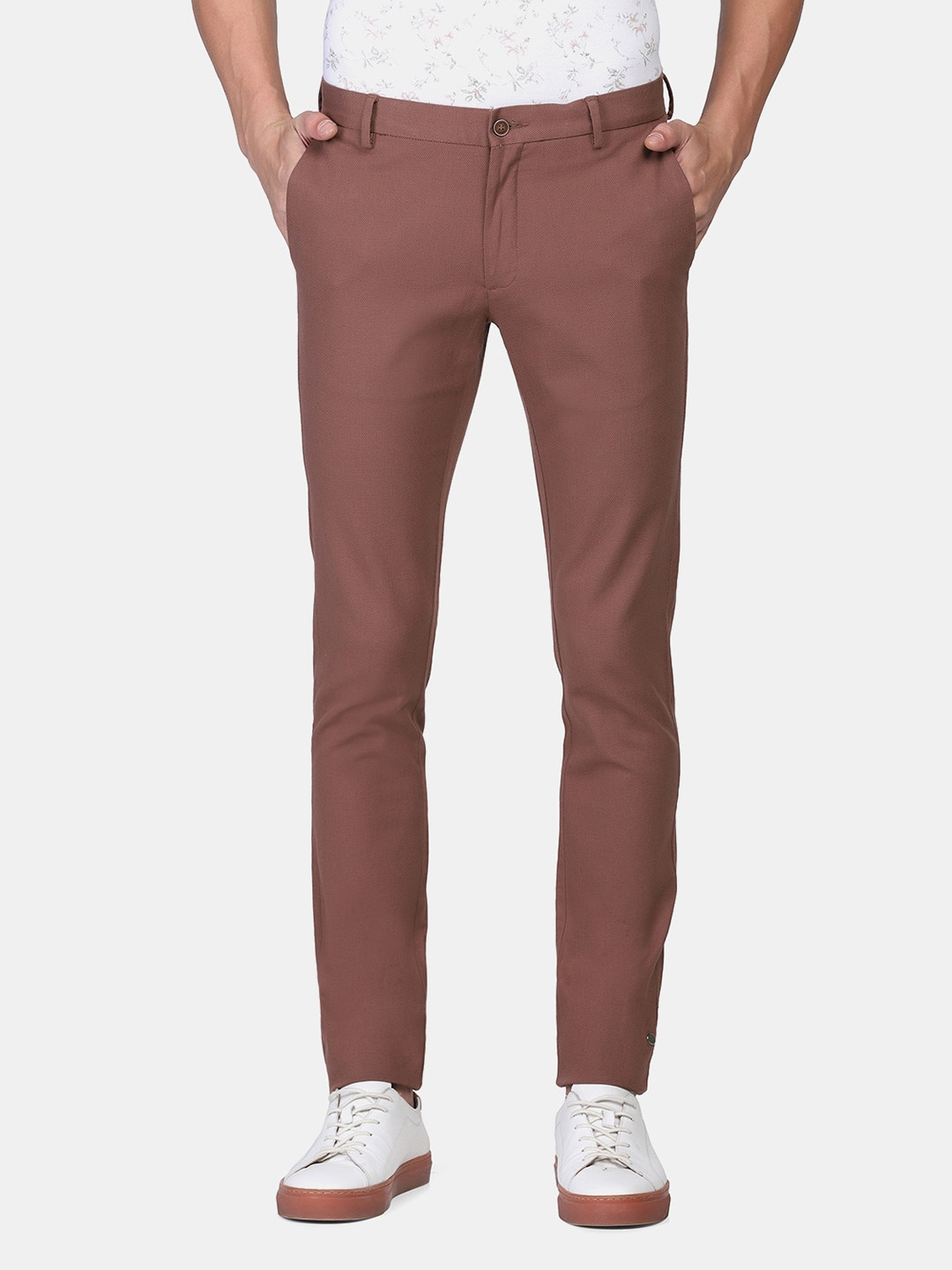 Blackberrys Men Rust Skinny Fit Cotton Trousers