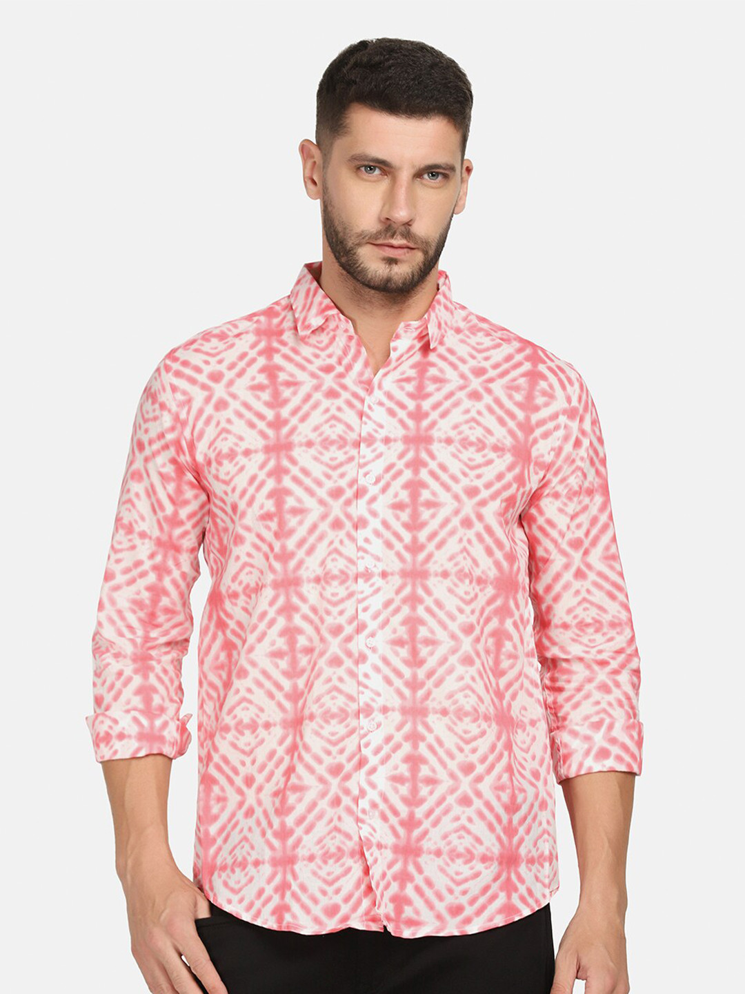 JJAAGG T Men Coral Comfort Printed Pure Cotton Casual Shirt
