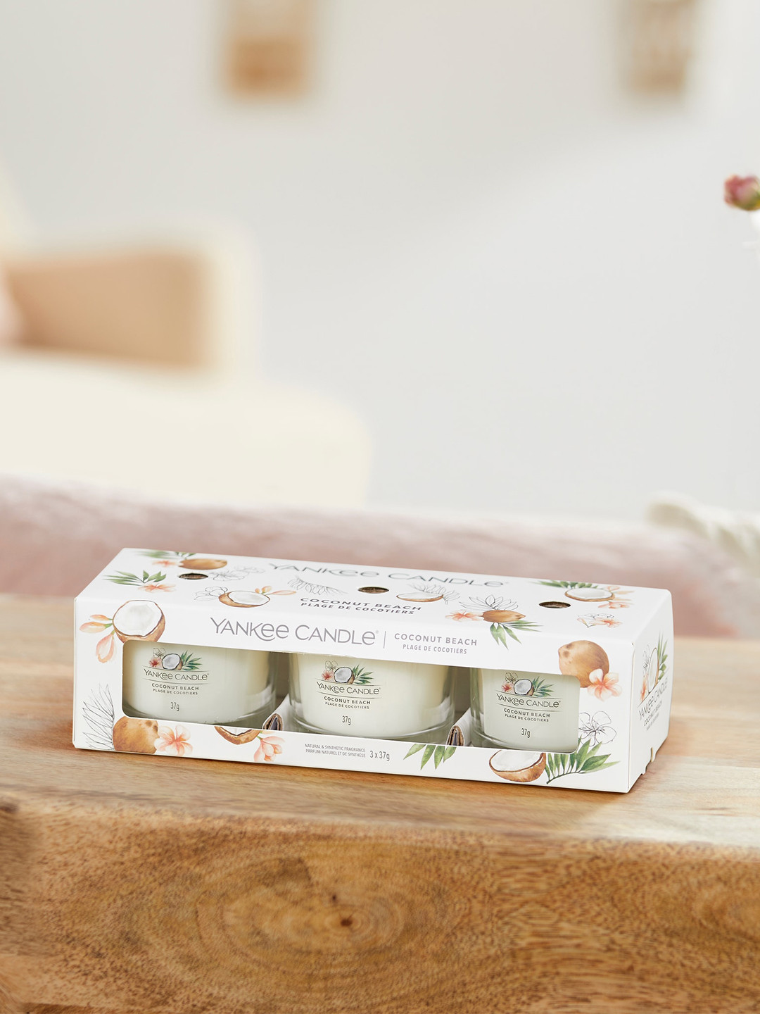 YANKEE CANDLE Coconut Beach 3Pcs Scented 1 Wick Solid Geometric Regular Jar Candles