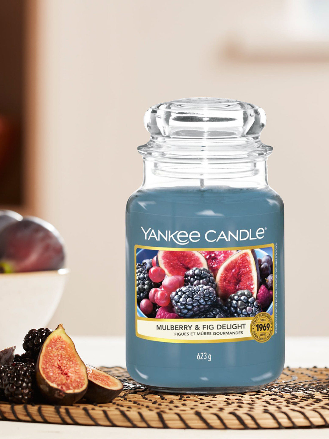 YANKEE CANDLE Fig 1 Wick Mulberry & Fig Delight Solid Geometric Regular Jar Candles