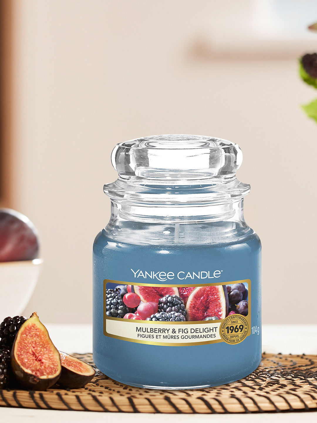 YANKEE CANDLE Fig 1 Wick Mulberry & Fig Delight Solid Geometric Regular Jar Candles