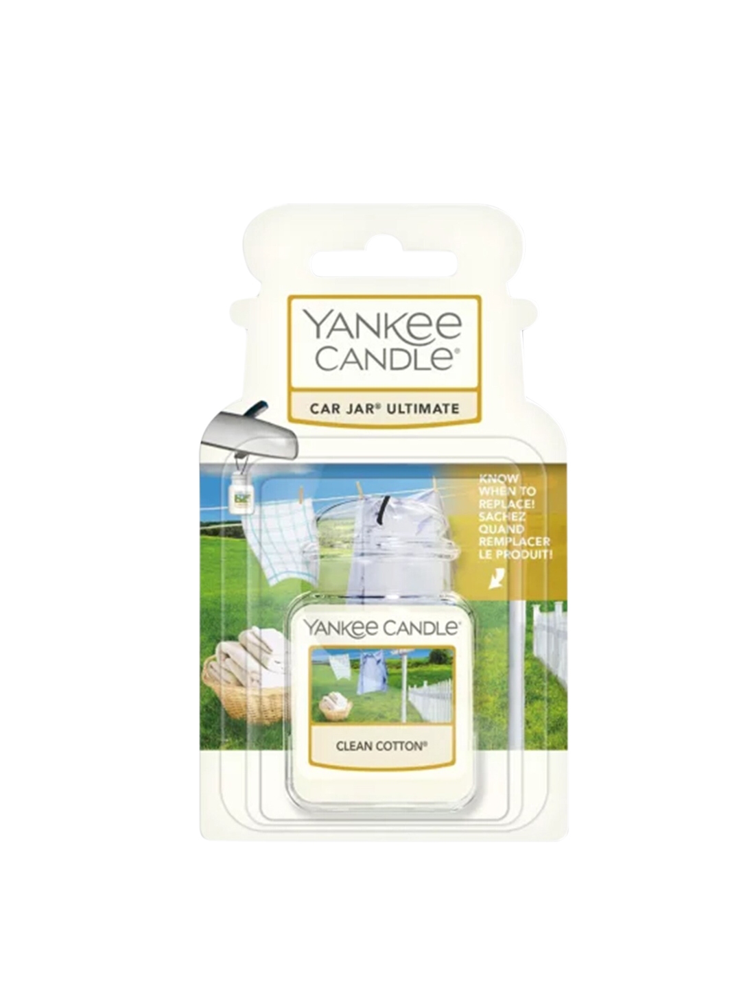 YANKEE CANDLE White Clean Cotton Car Jar Air Freshener