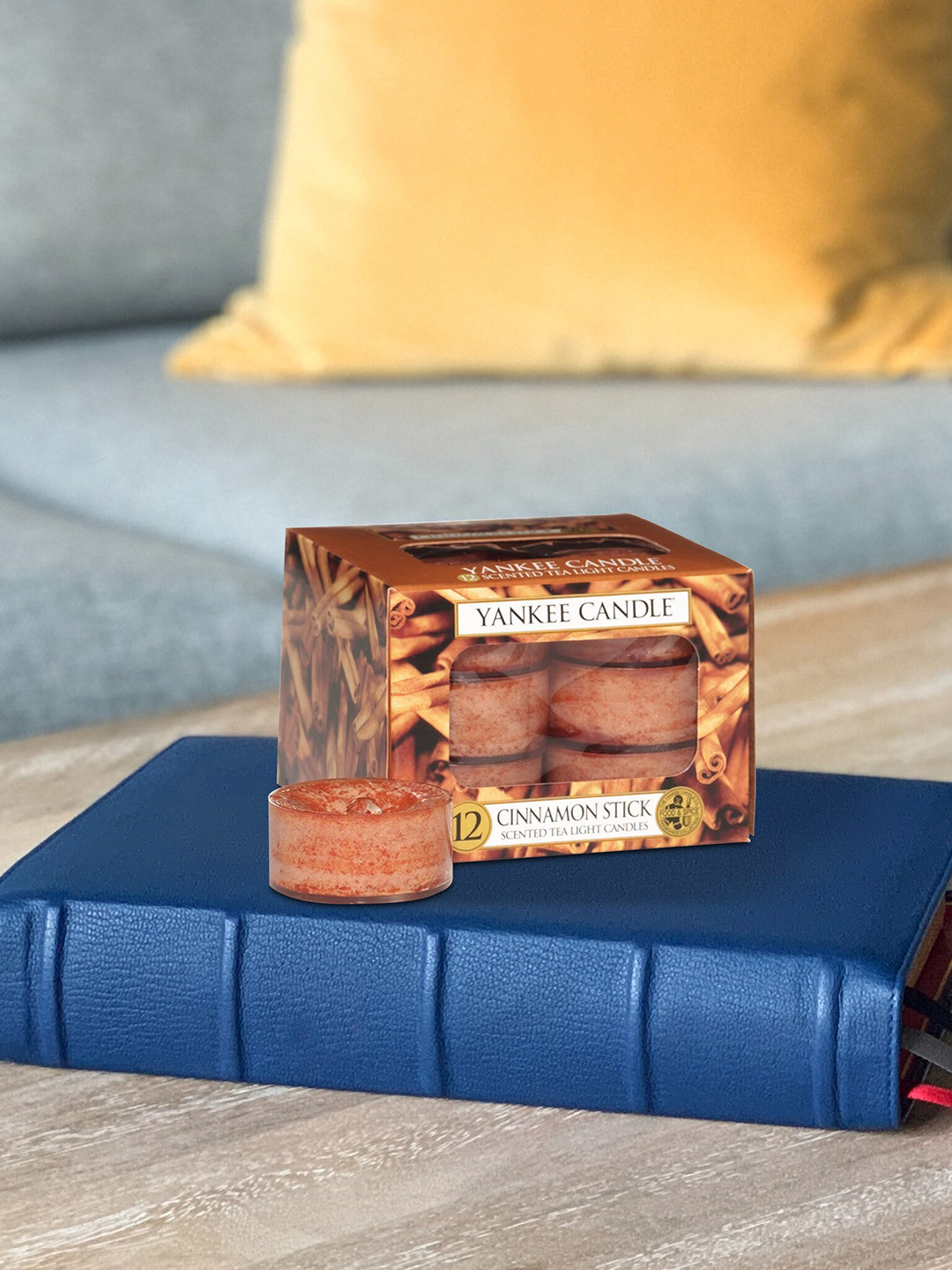 YANKEE CANDLE 12Pcs Scented 1 Wick Cinnamon Stick Solid Round Regular Tea Light Candles